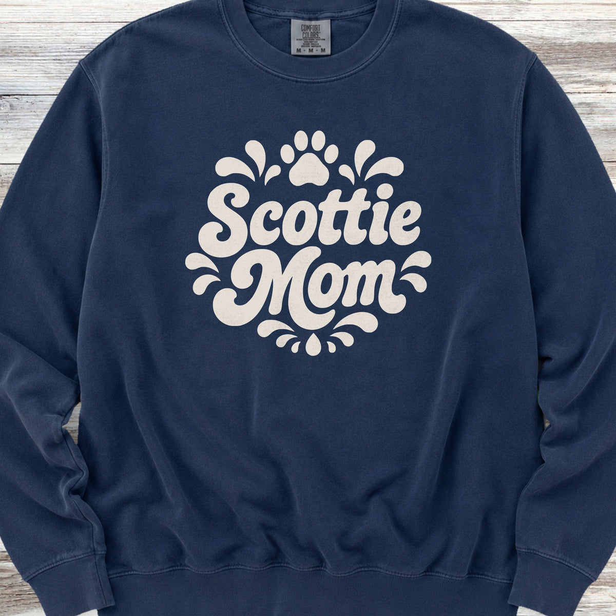 Scottish Terrier Groovy Mom Sweatshirt - True Navy