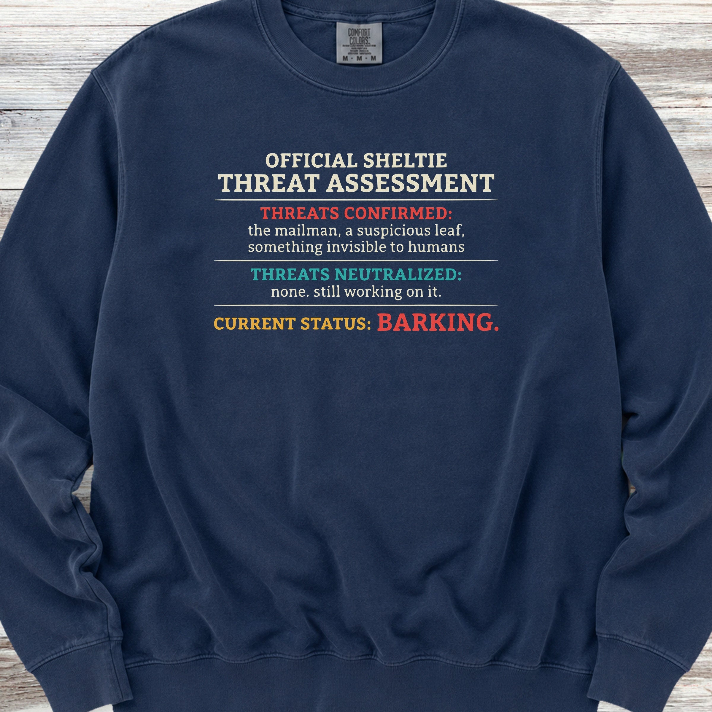 Shetland Sheepdog Threat Assessment Sweatshirt - True Navy