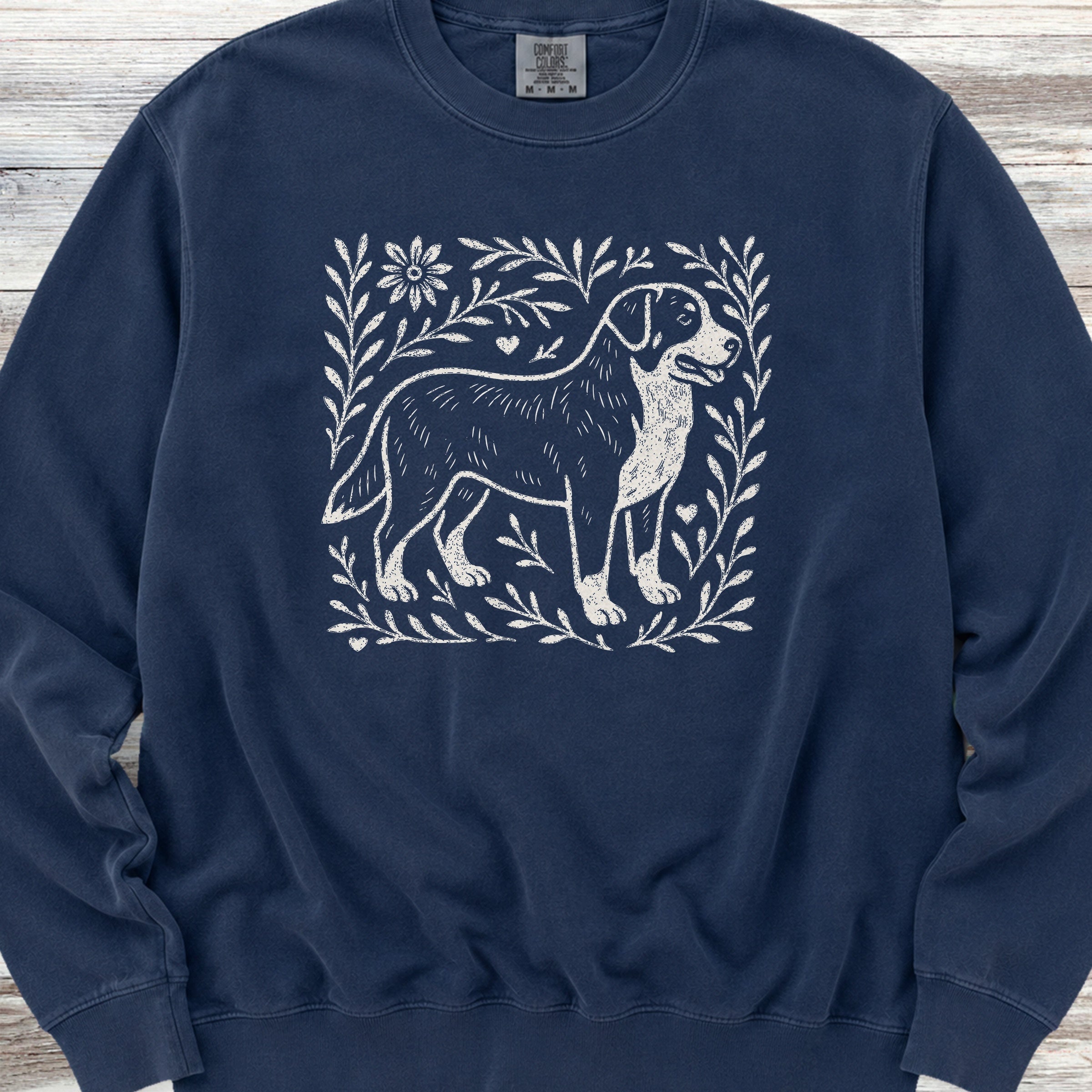 Swiss Mountain Dog Linocut Sweatshirt - True Navy