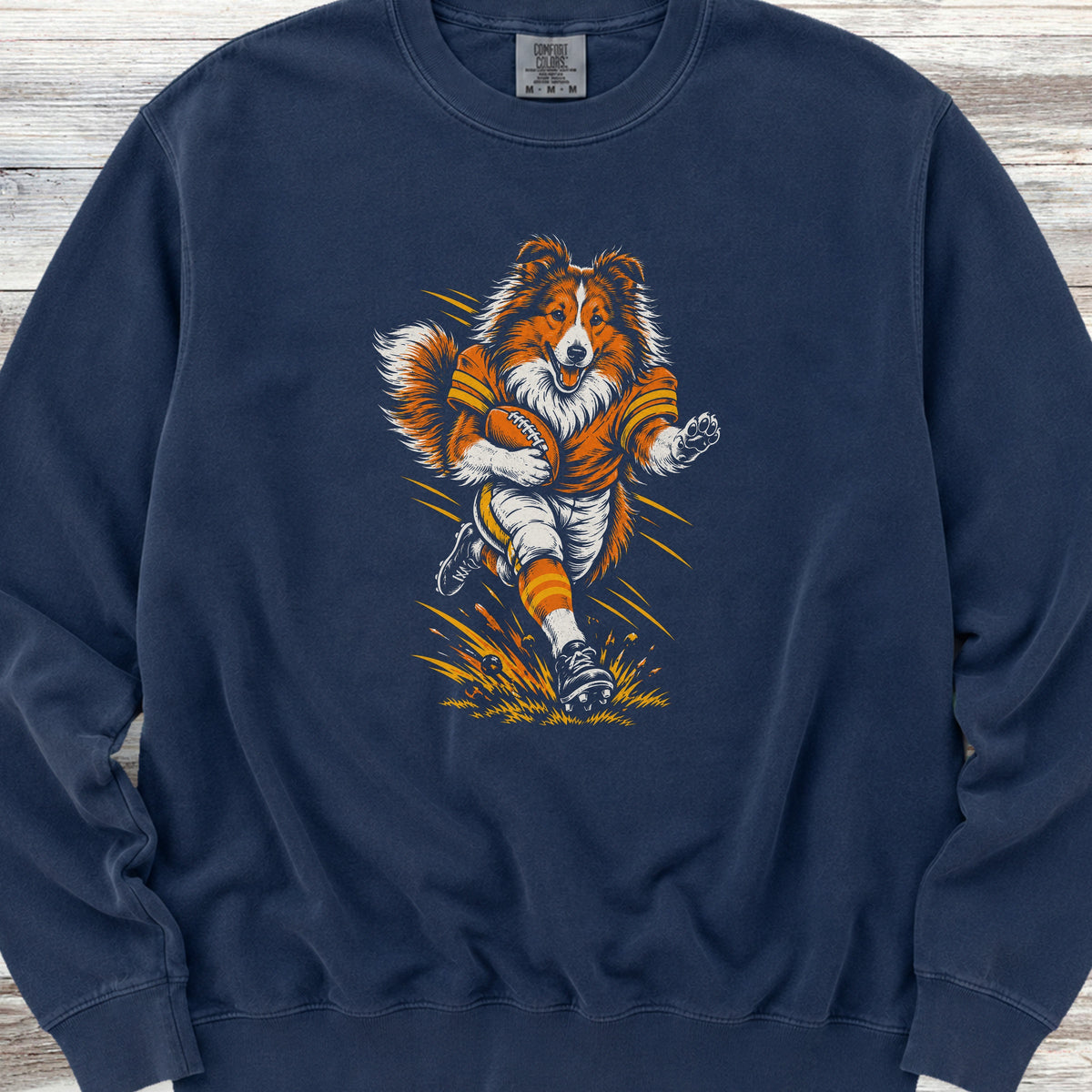 Shetland Sheepdog Football Sweatshirt - True Navy