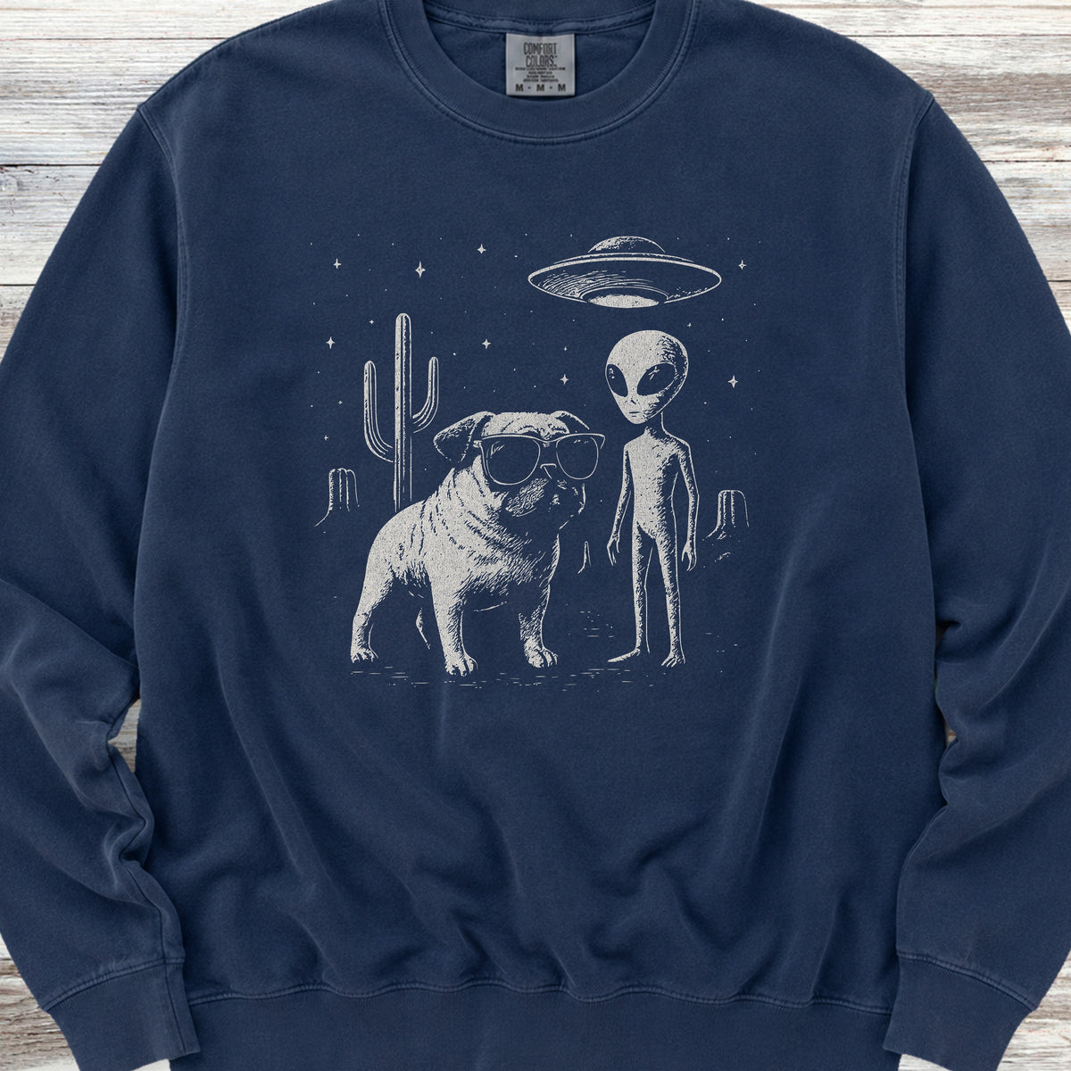 Pug Alien Encounter Sweatshirt - True Navy