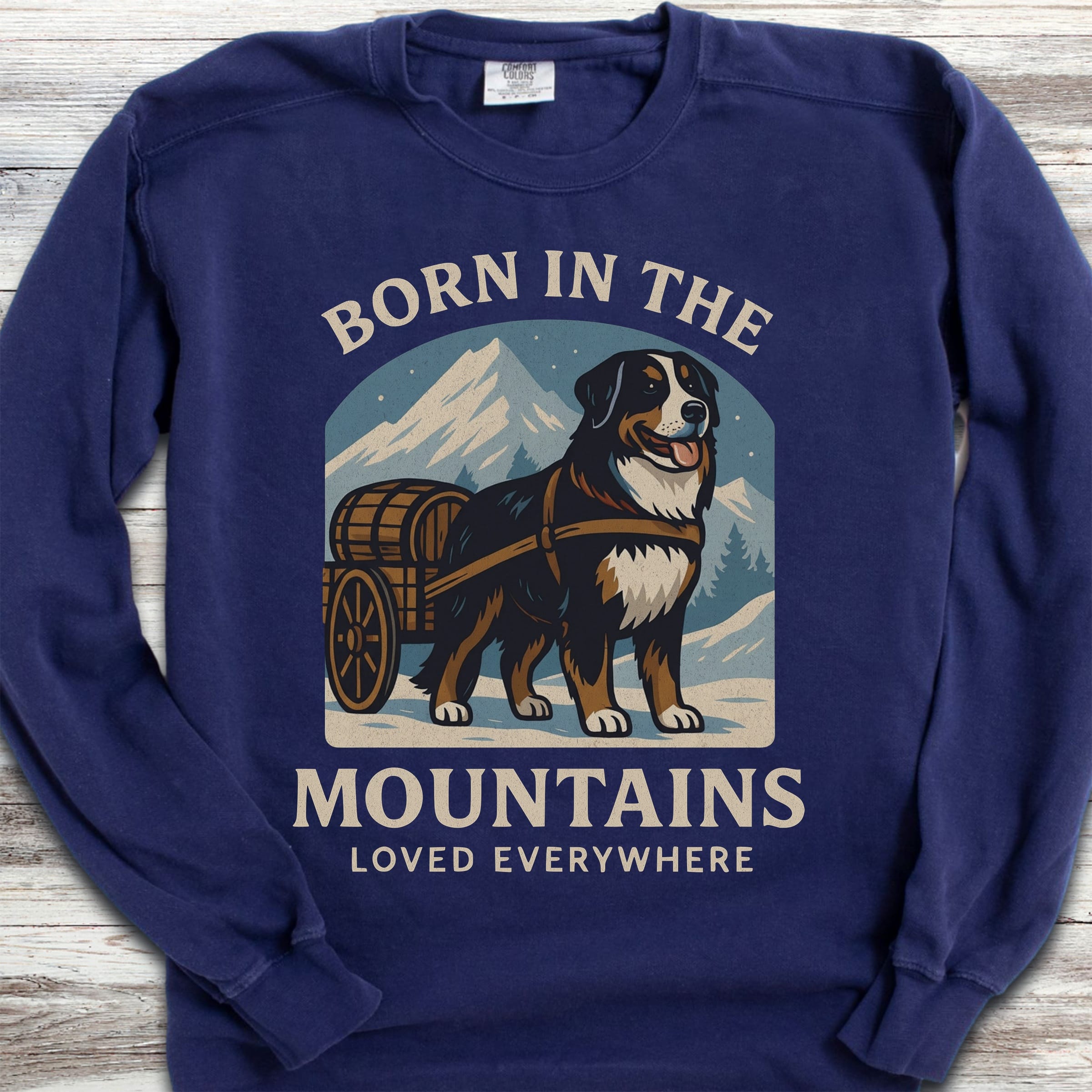Bernese Mountain Dog Born Sweatshirt - True Navy