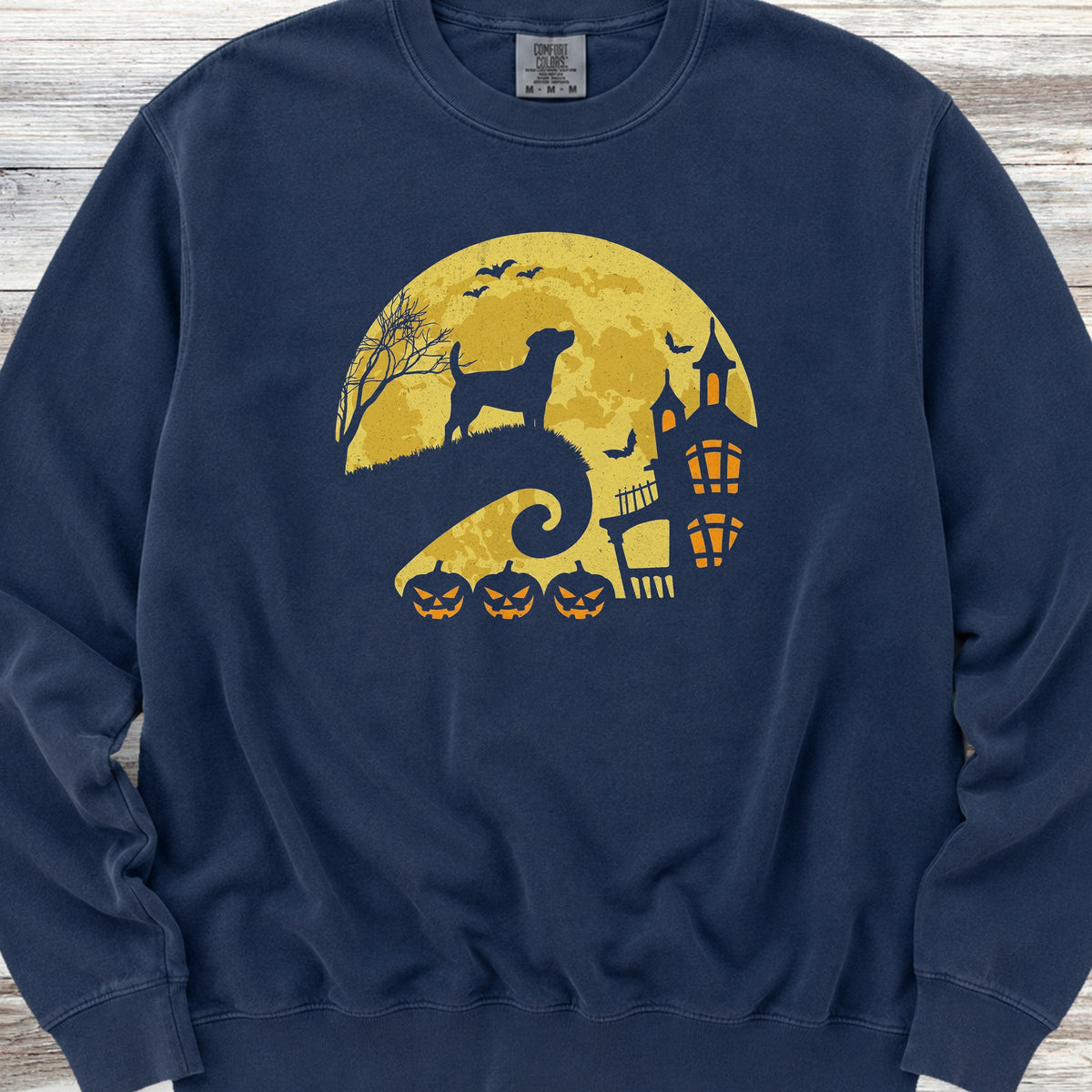 Jack Russell Terrier Halloween Moon Sweatshirt - True Navy