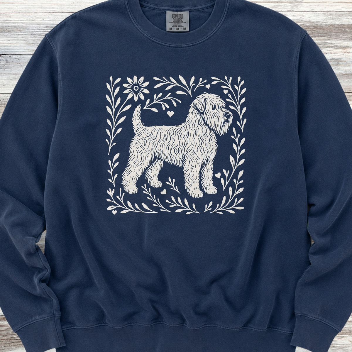 Wheaten Terrier Linocut Sweatshirt - True Navy