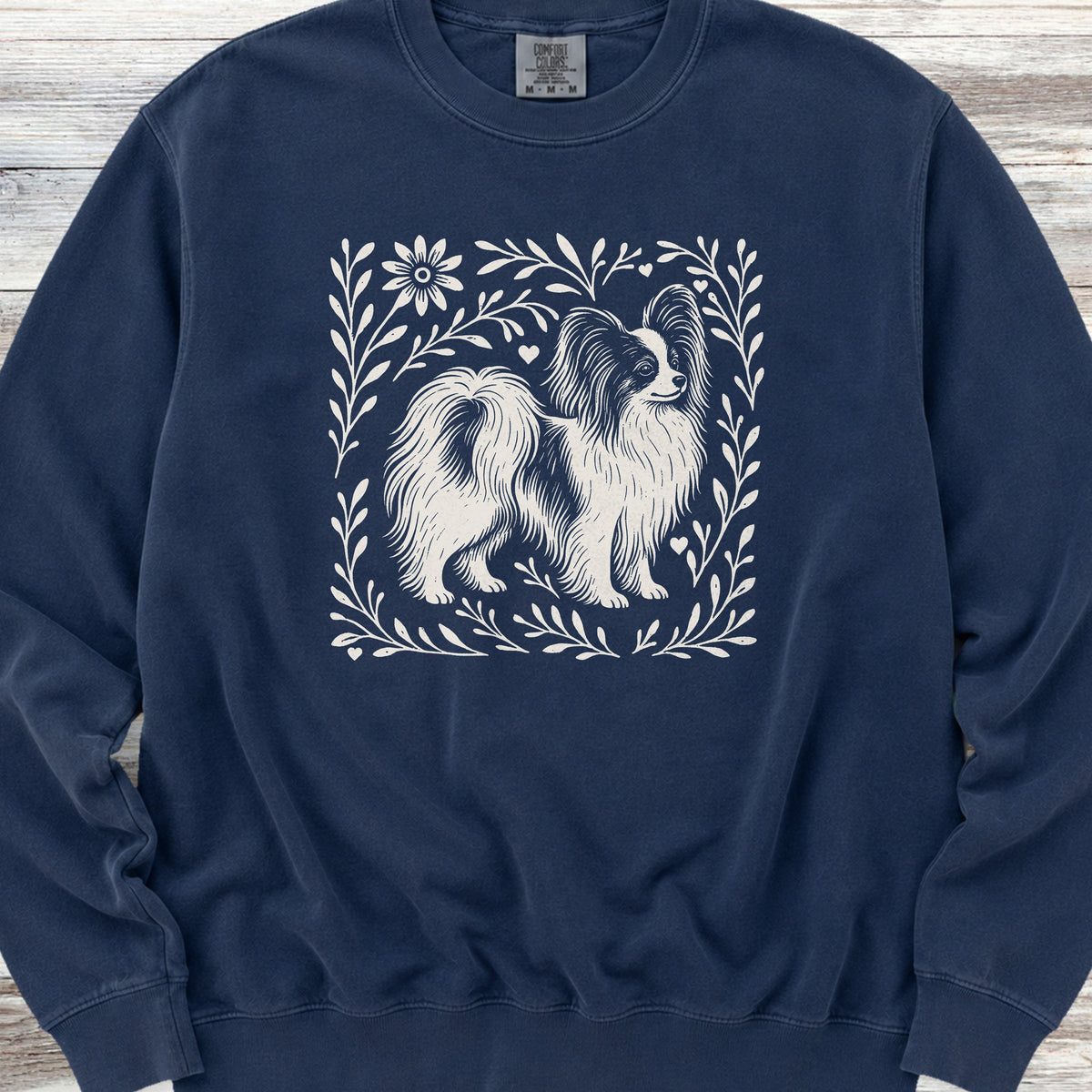 Papillon Linocut Sweatshirt - True Navy