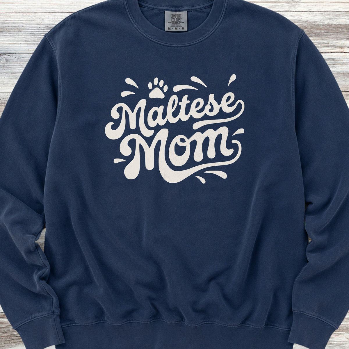Maltese Groovy Mom Sweatshirt - True Navy
