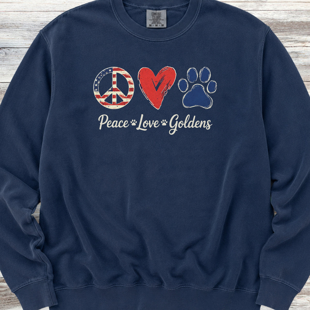 Golden Retriever USA Peace Sweatshirt - True Navy