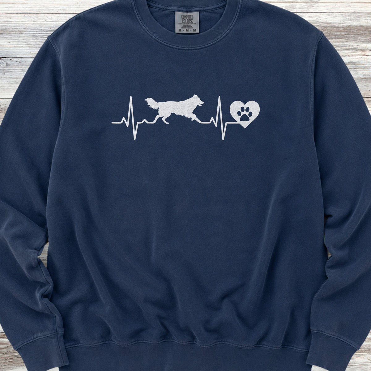 Border Collie Heartbeat Sweatshirt - True Navy