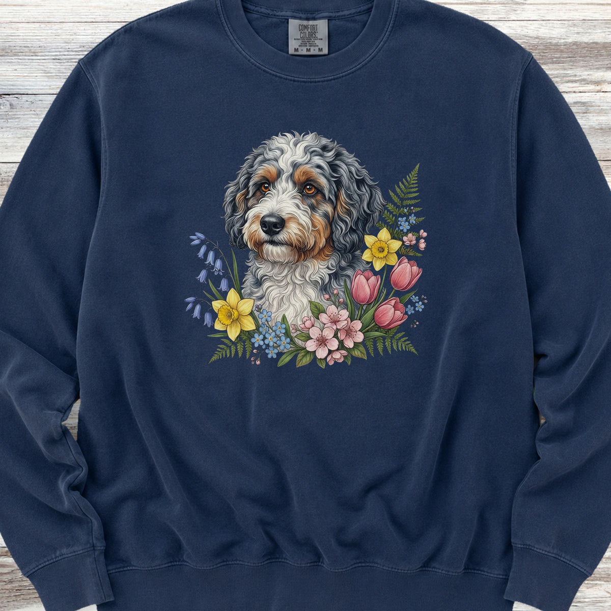 Aussiedoodle Spring Portrait Sweatshirt - True Navy