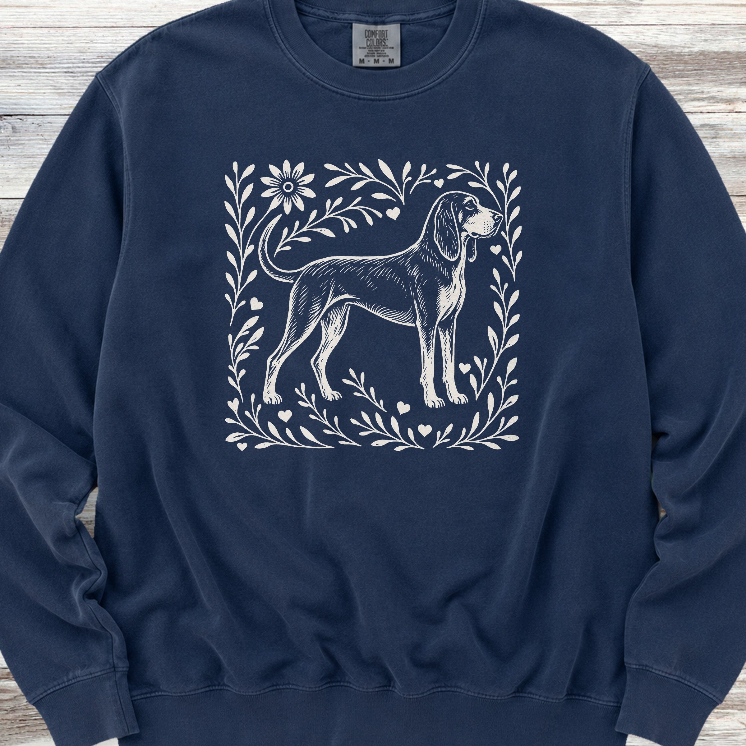 Coonhound Linocut Sweatshirt - True Navy