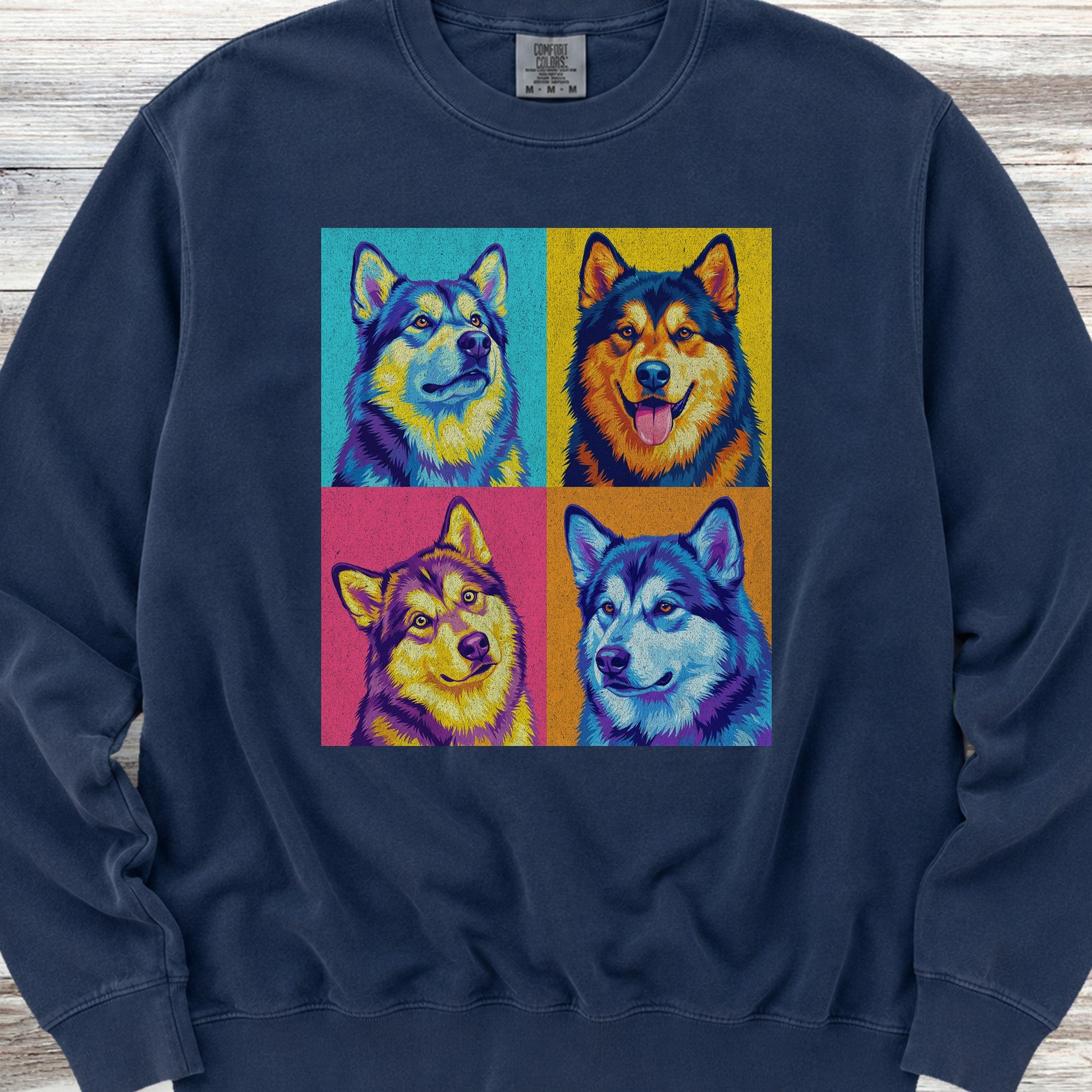 Pop Art Malamute Sweatshirt - True Navy