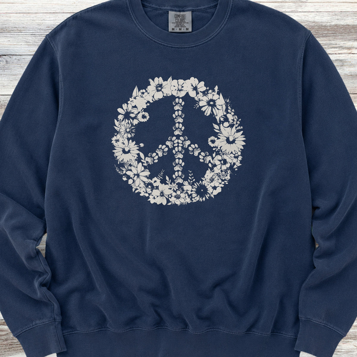 Vintage Floral Peace Sweatshirt - True Navy