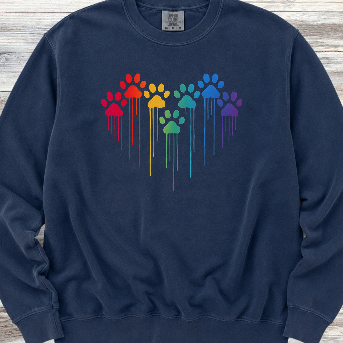 Rainbow Heart Prints Sweatshirt - True Navy