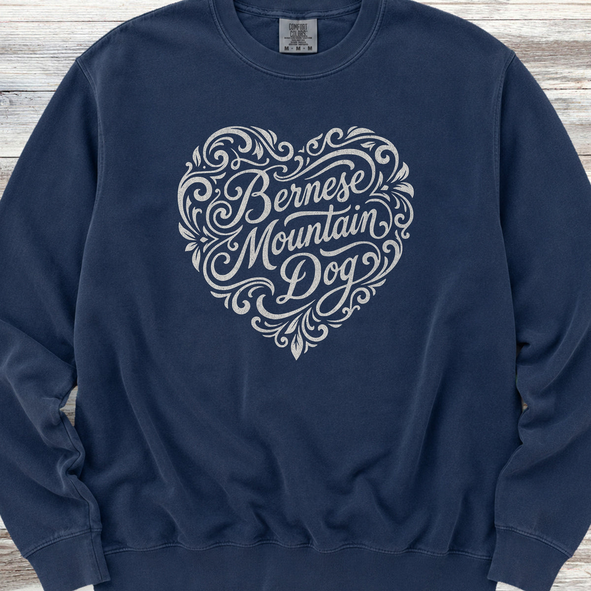 Bernese Mountain Dog Heart Script Sweatshirt - True Navy