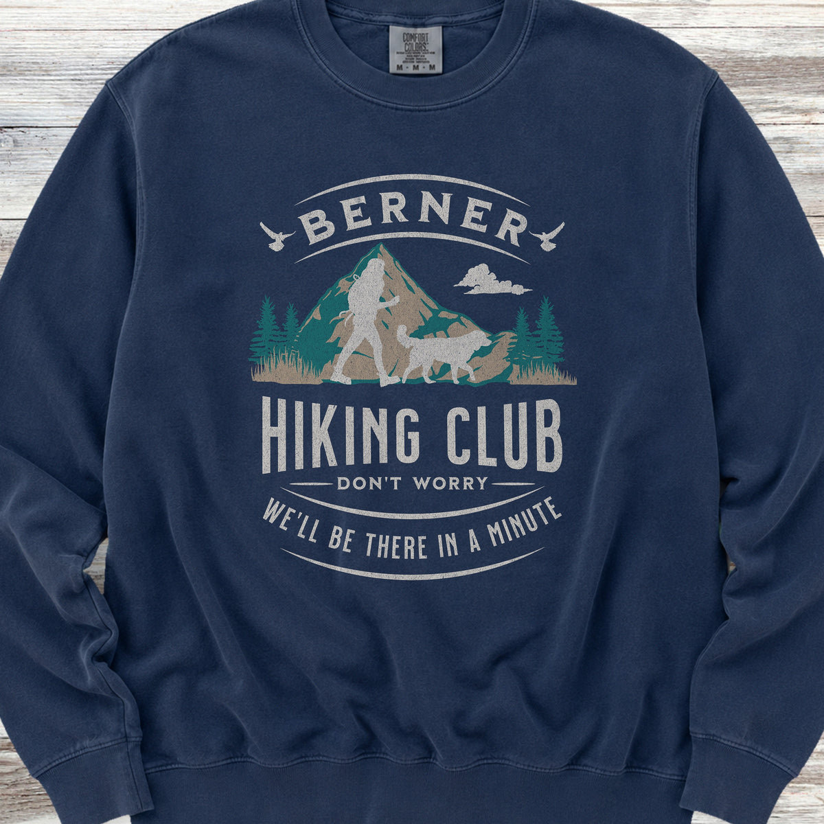 Bernese Mountain Dog Hiking Club Sweatshirt - True Navy