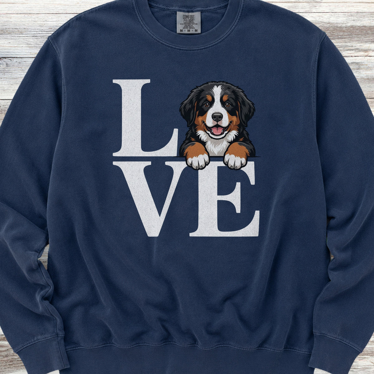 Bernese Mountain Dog Puppy Love Sweatshirt - True Navy