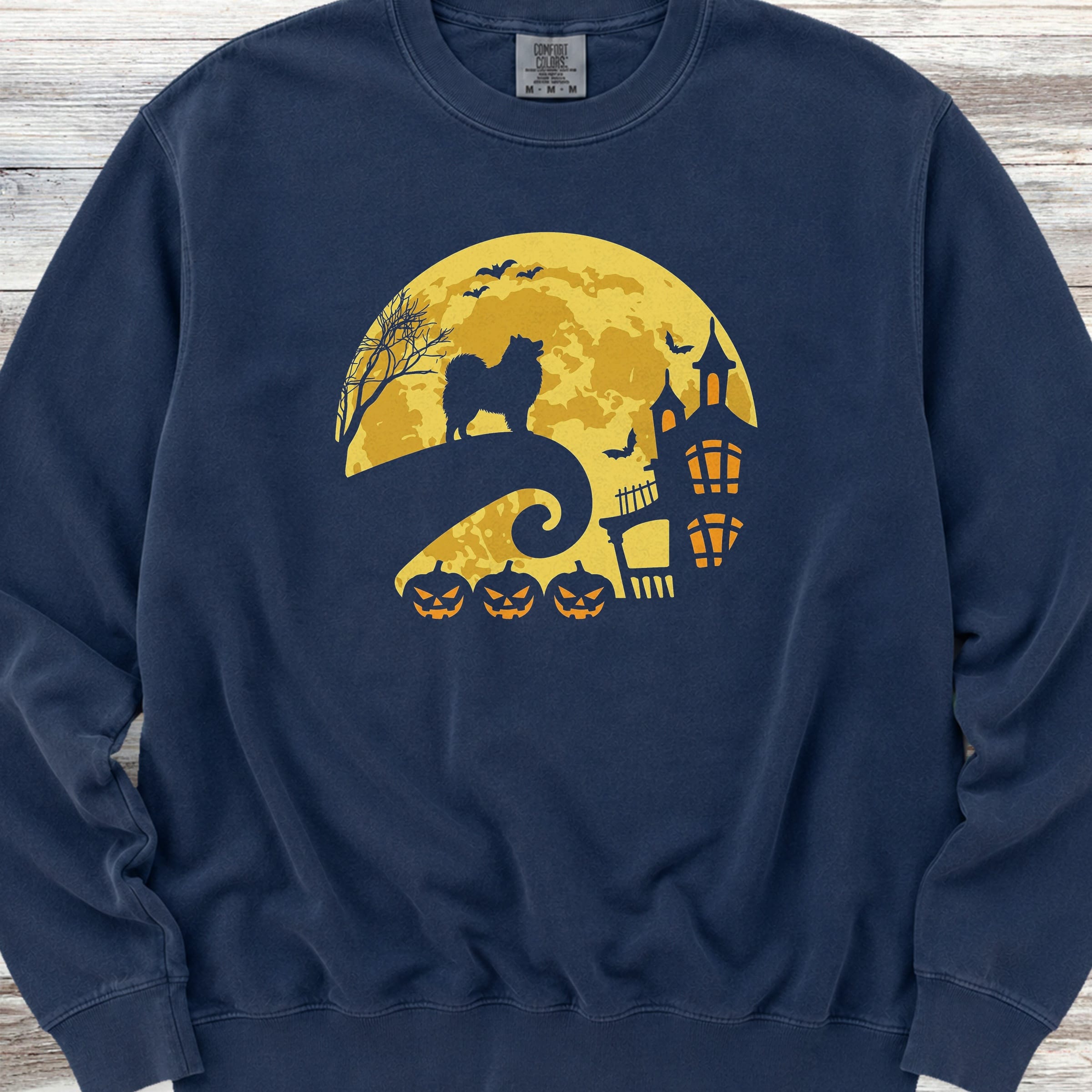 Samoyed Halloween Moon Sweatshirt - True Navy