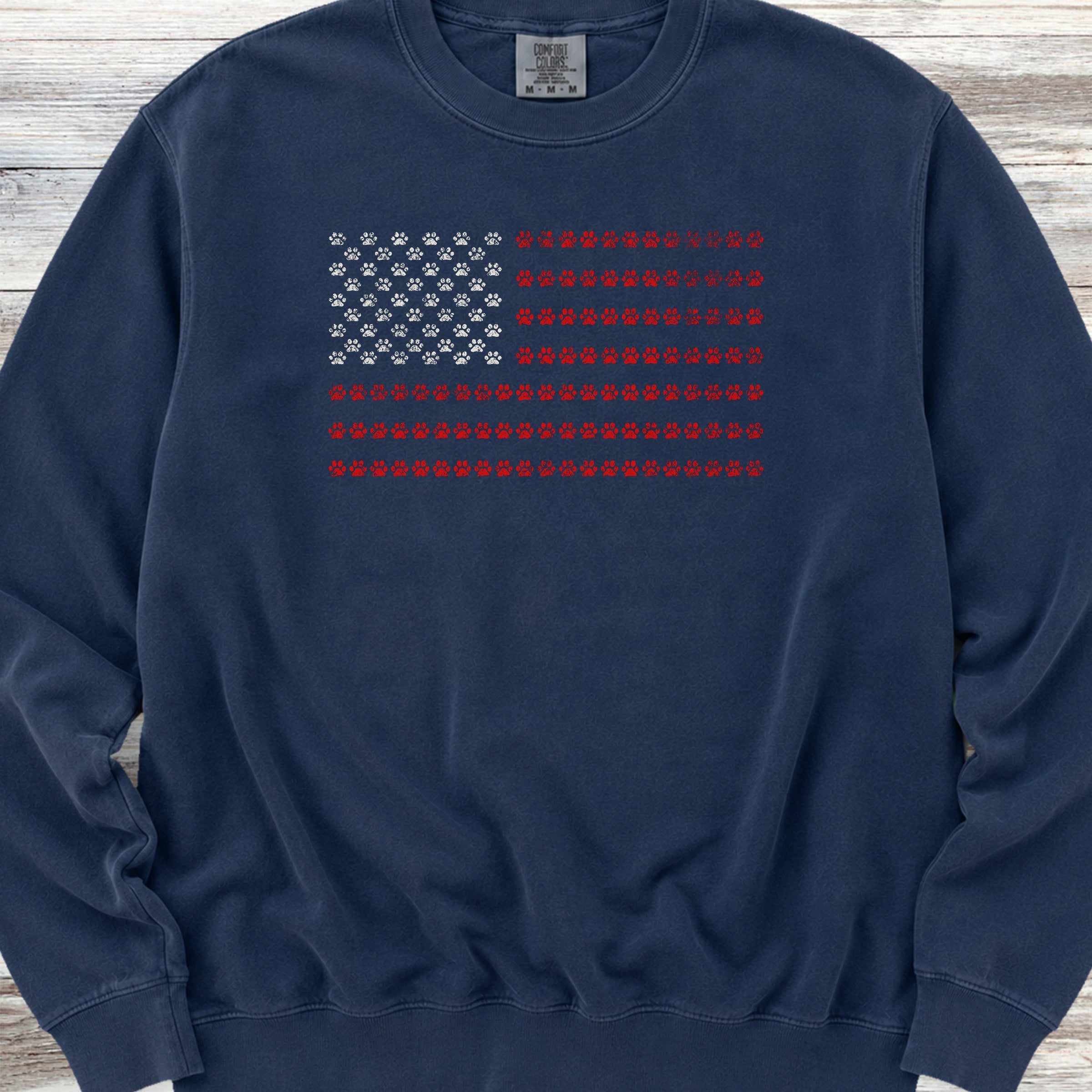 Vintage Red White & Paws Flag Sweatshirt - True Navy