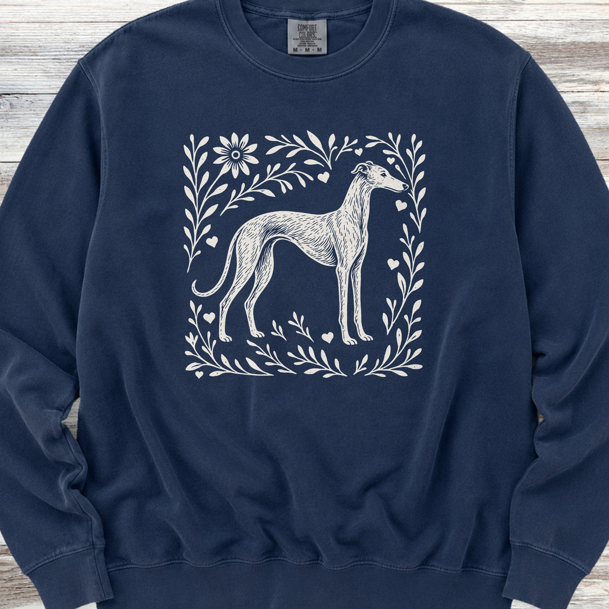 Greyhound Linocut Sweatshirt - True Navy