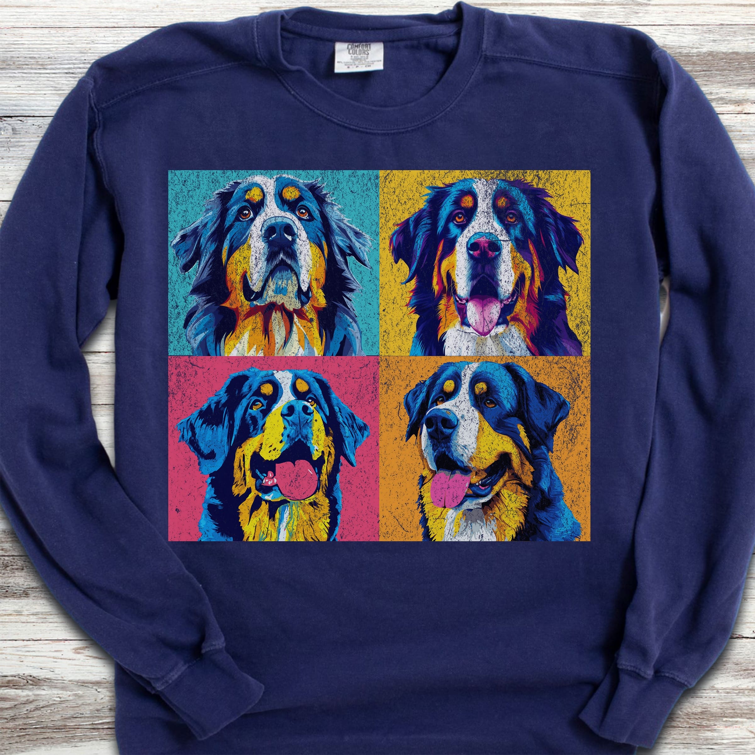 Bernese Mountain Dog Pop Art Sweatshirt - True Navy