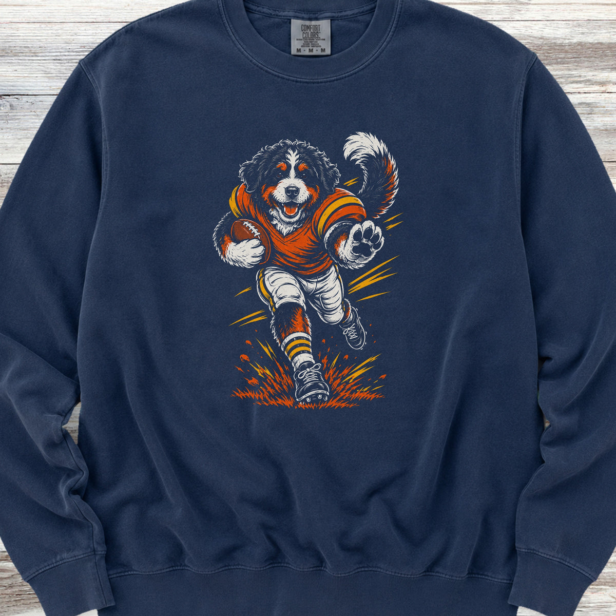 Bernedoodle Football Sweatshirt - True Navy