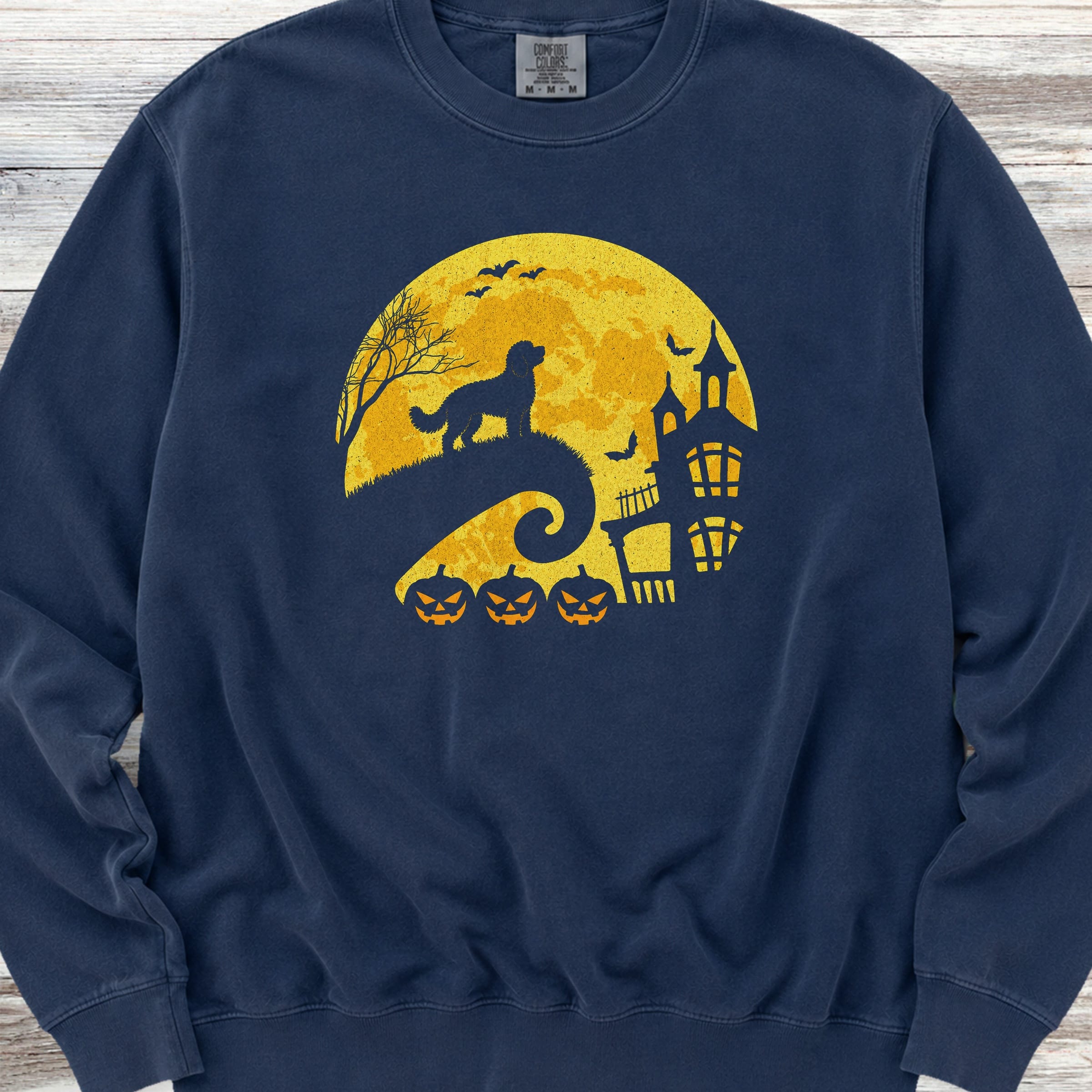 Doodle Halloween Moon Sweatshirt - True Navy