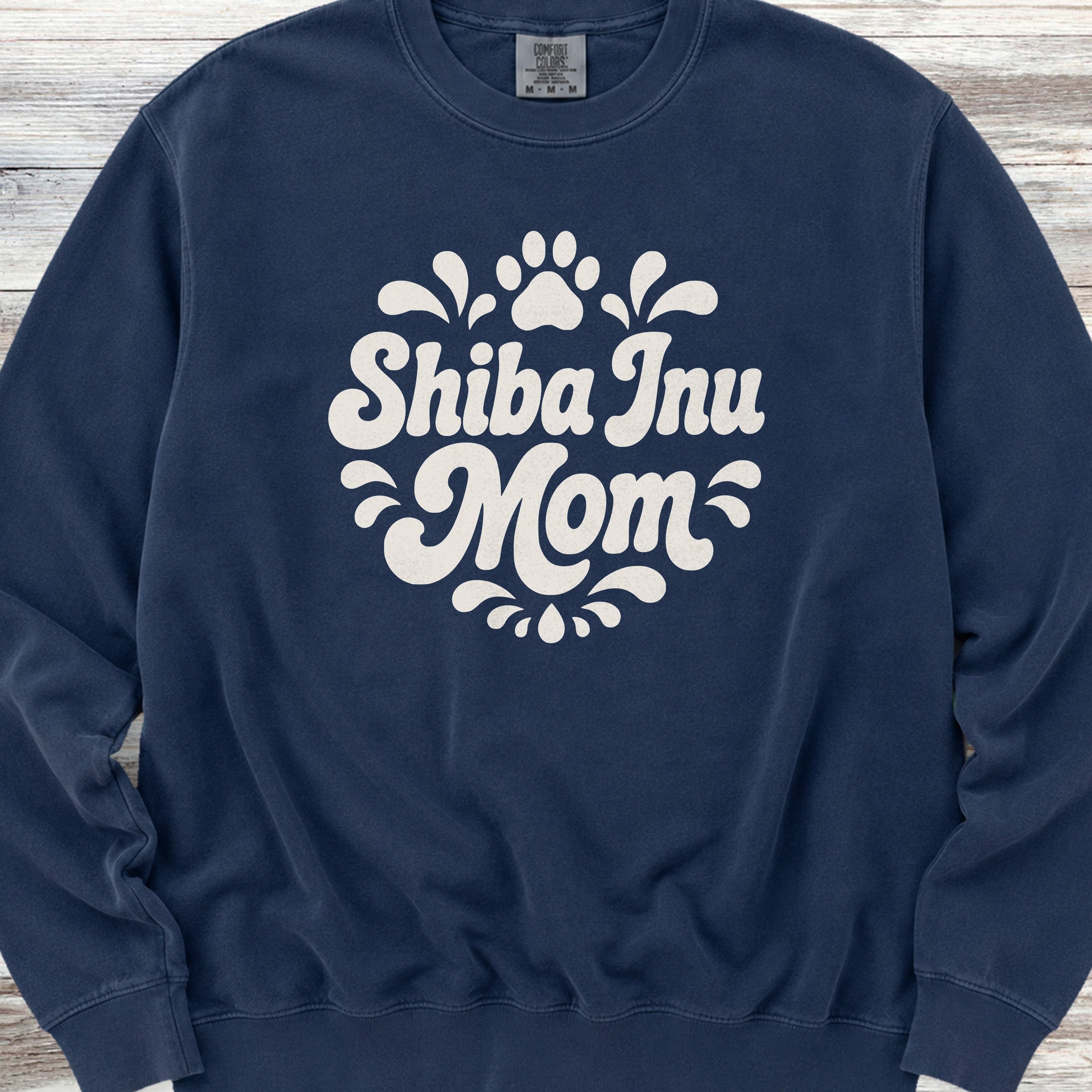 Shiba Inu Groovy Mom Sweatshirt - True Navy