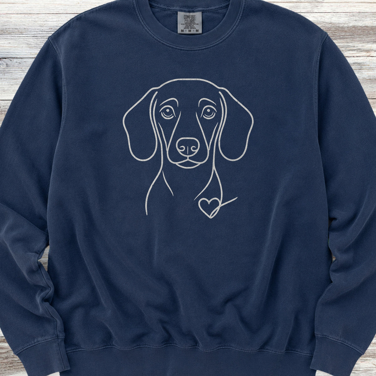 Dachshund Line Art Love Sweatshirt - True Navy