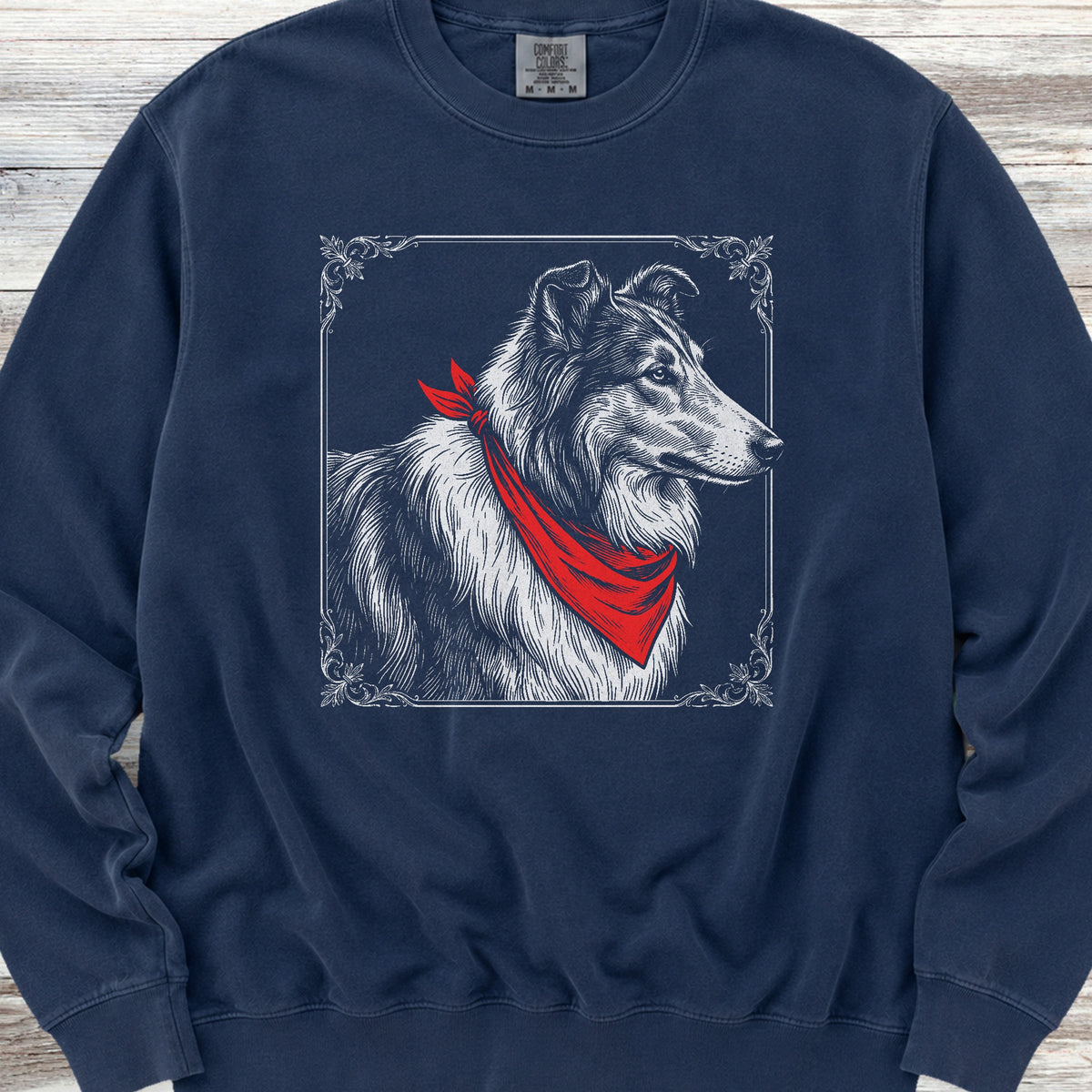 Rough Collie Etching Sweatshirt - True Navy
