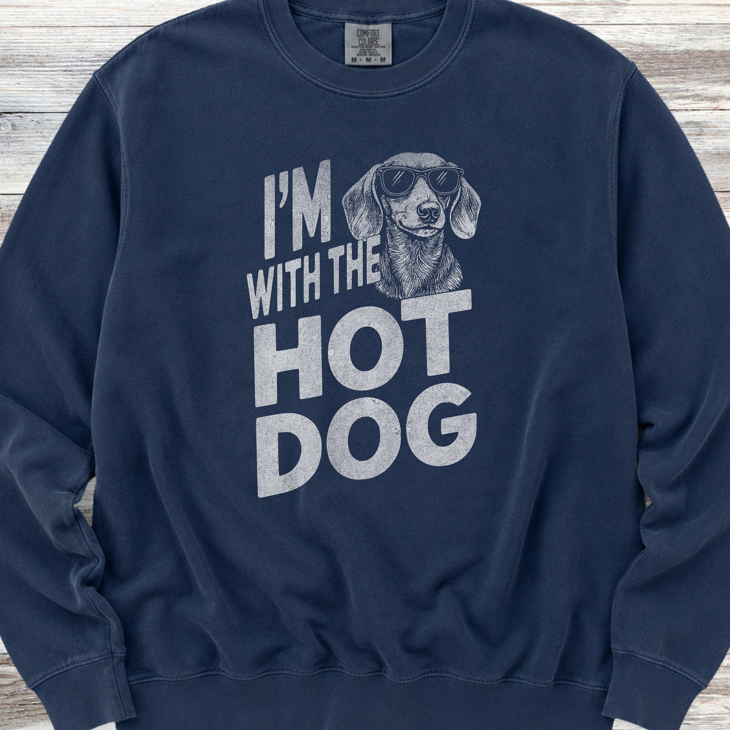 Dachshund Hot Dog Sweatshirt - True Navy