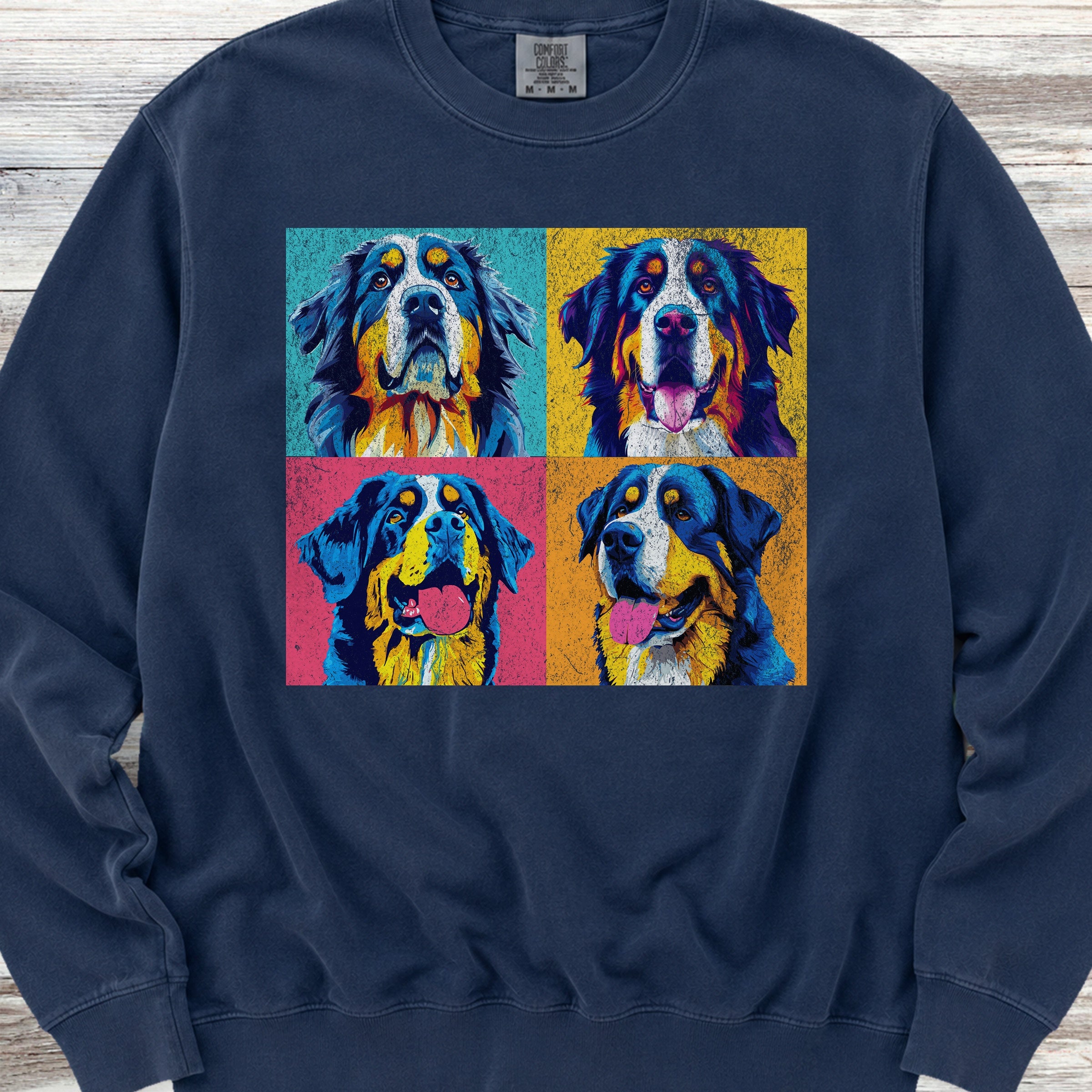 Bernese Mountain Dog Pop Art Sweatshirt - True Navy