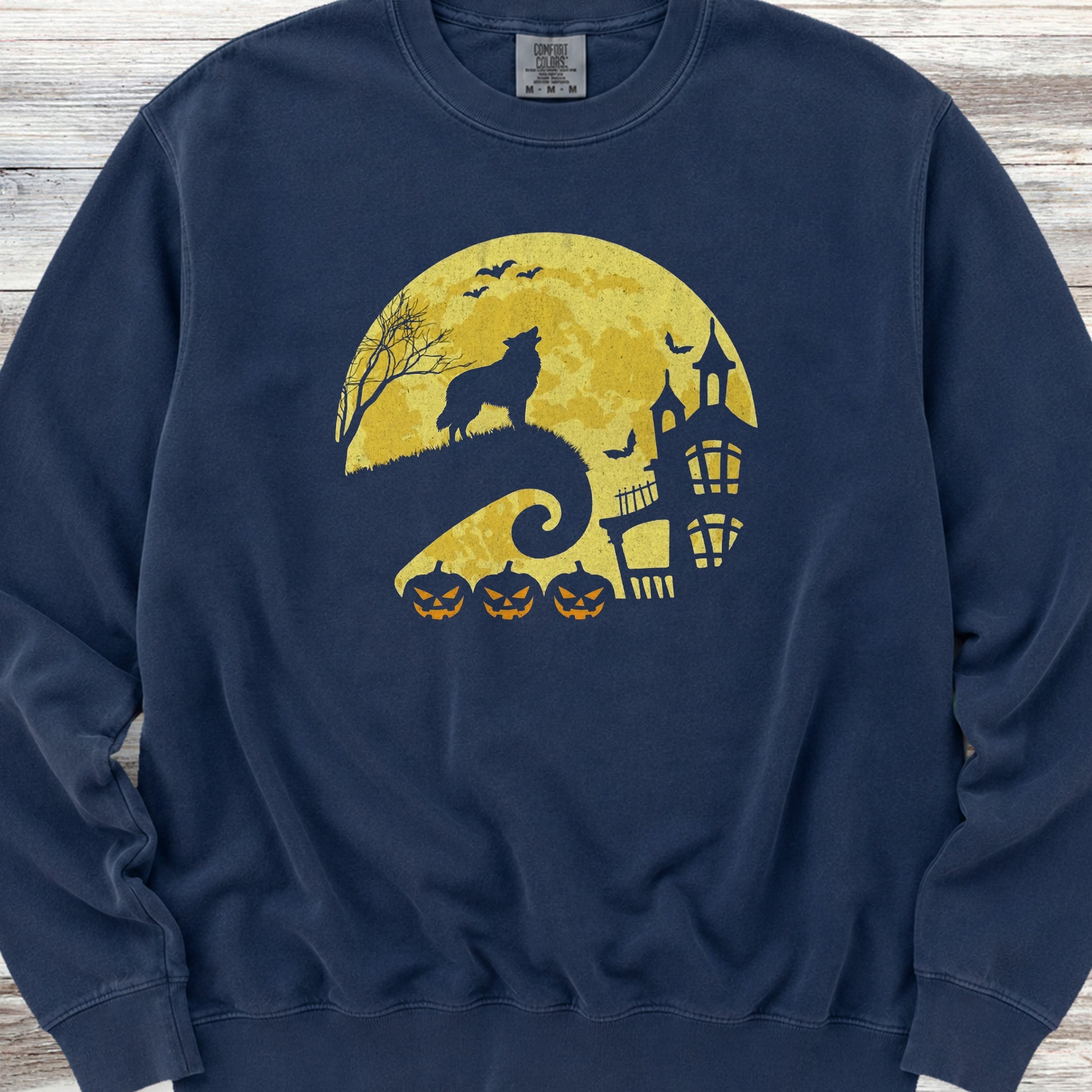 Belgian Tervuren Halloween Moon Sweatshirt - True Navy