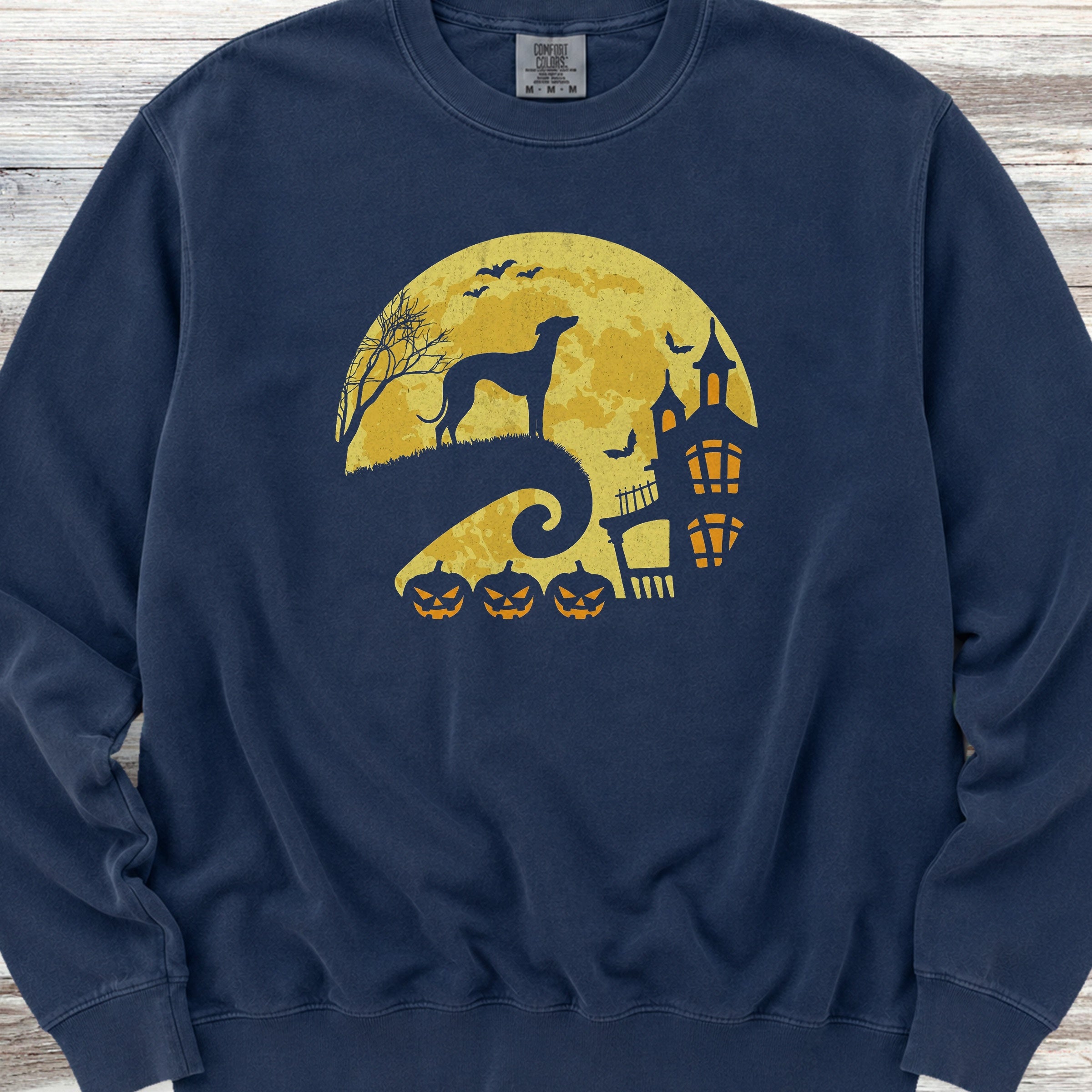 Greyhound Halloween Moon Sweatshirt - True Navy