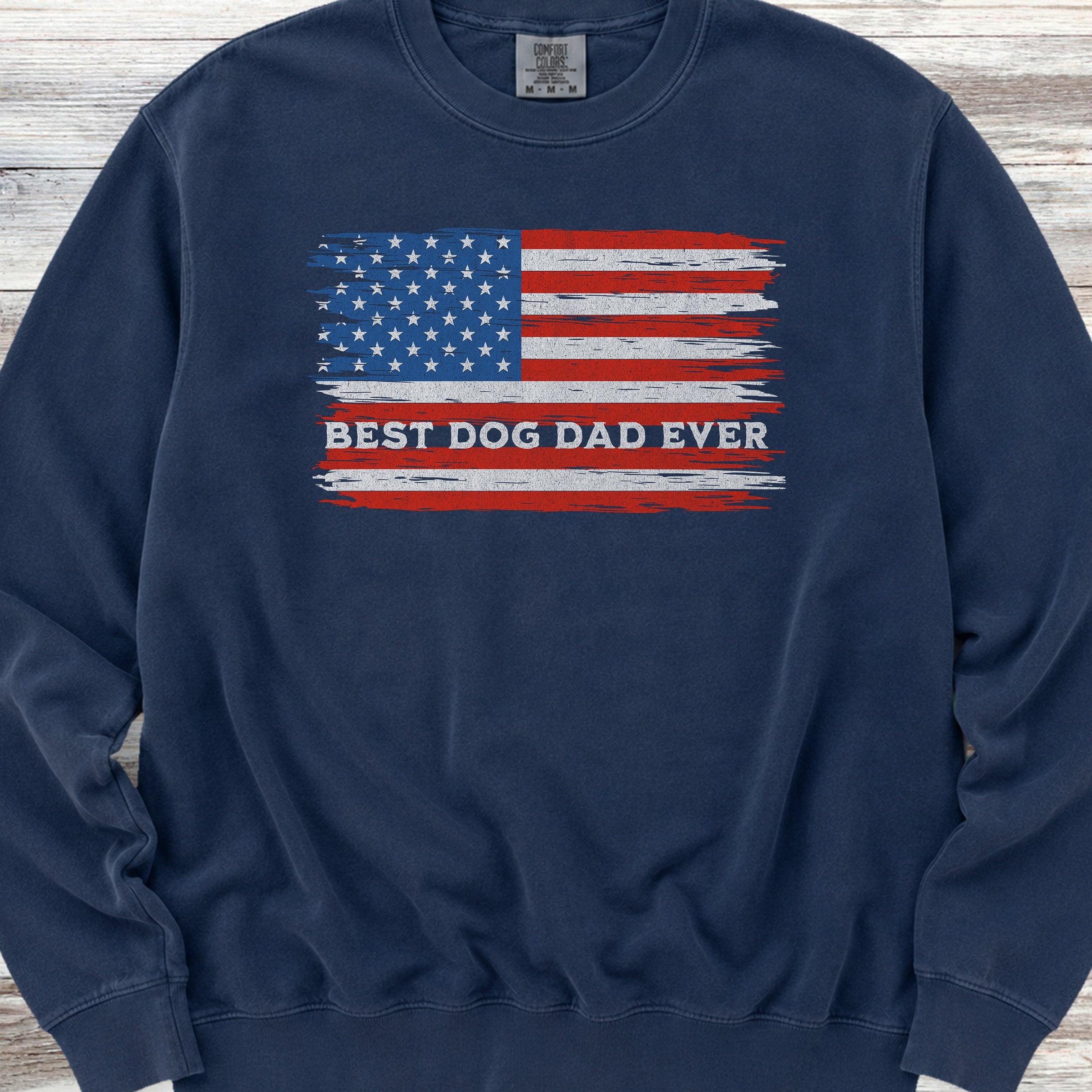 Best Dog Dad Flag Sweatshirt - True Navy