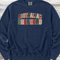 Australian Shepherd Holiday Faux Patchwork Sweatshirt - True Navy