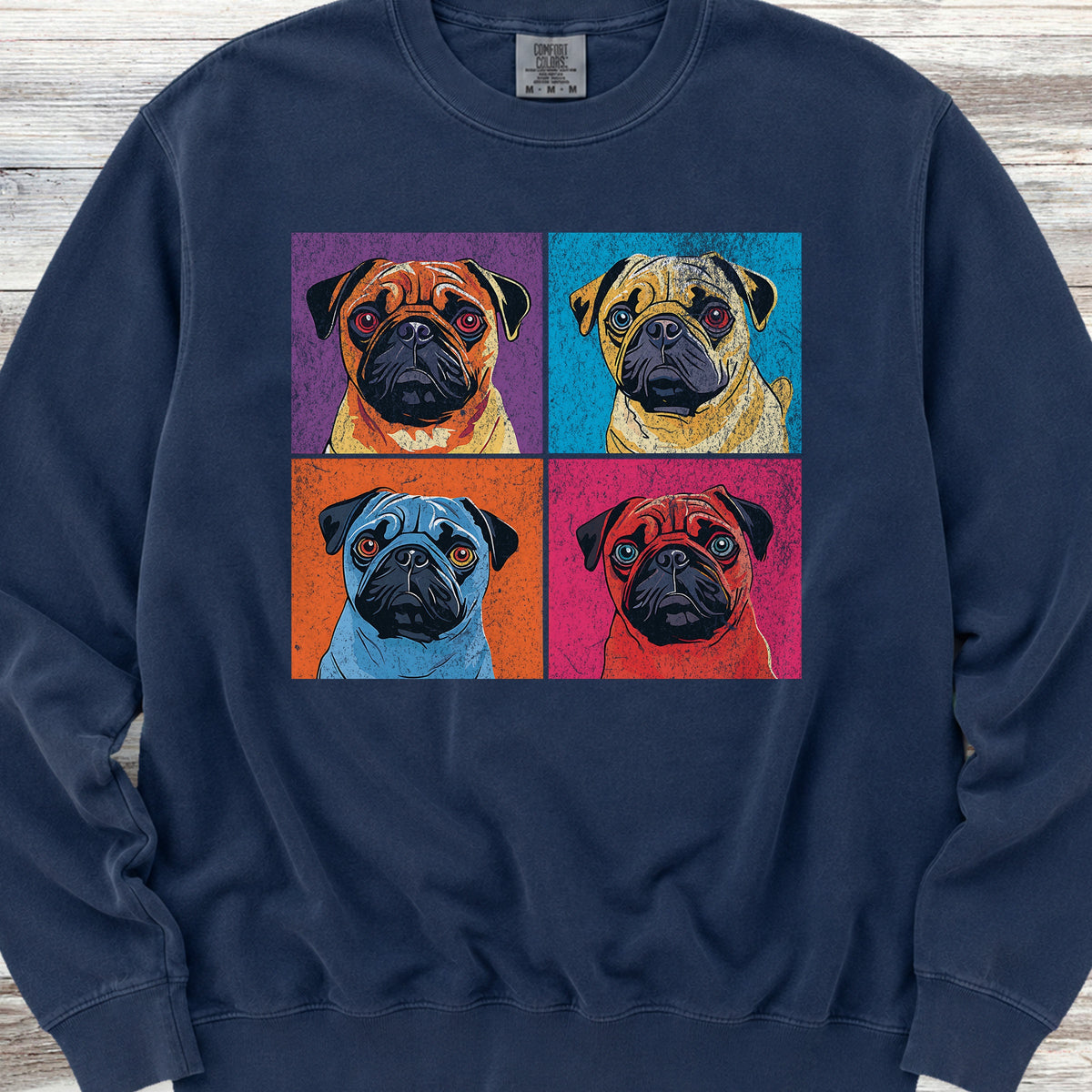 Pug Pop Art Sweatshirt - True Navy