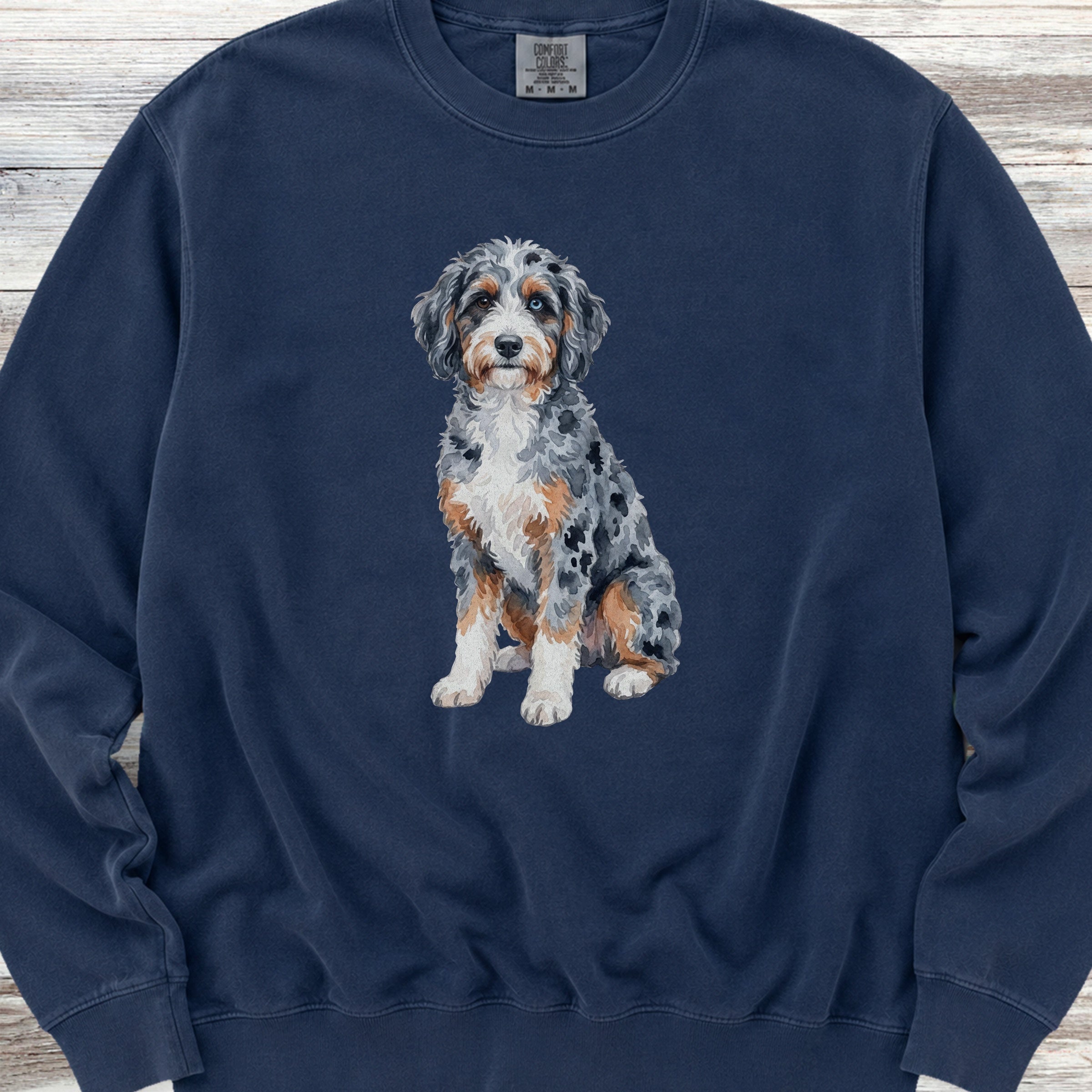 Aussiedoodle Watercolor Sweatshirt - True Navy