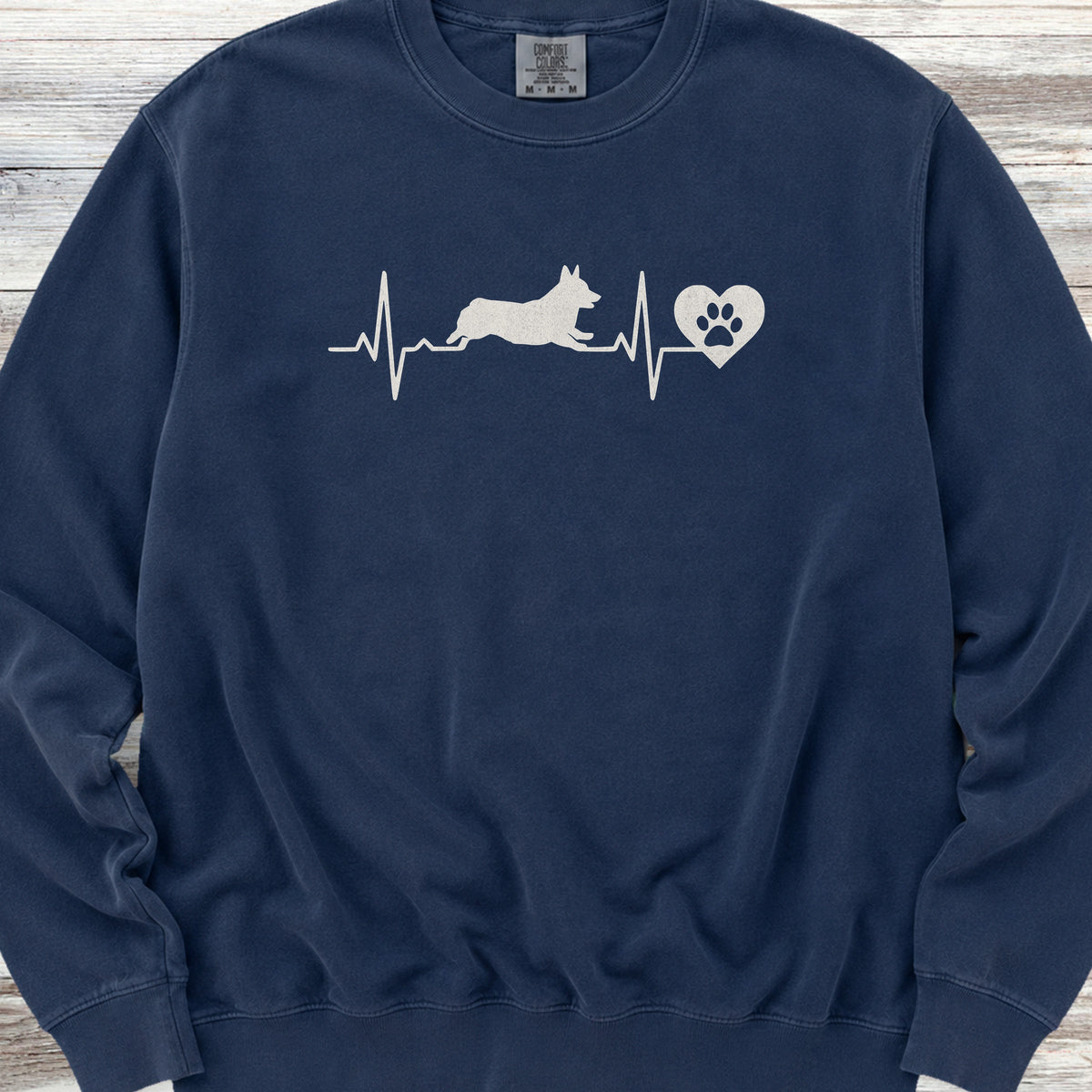 Corgi Heartbeat Sweatshirt - True Navy
