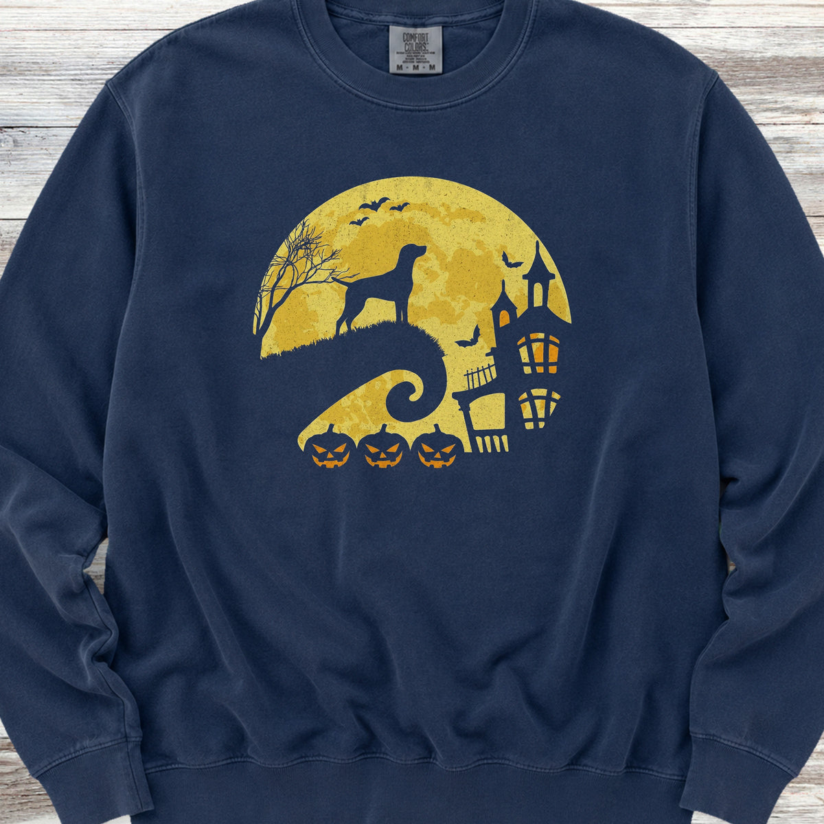 Weimaraner Halloween Moon Sweatshirt - True Navy