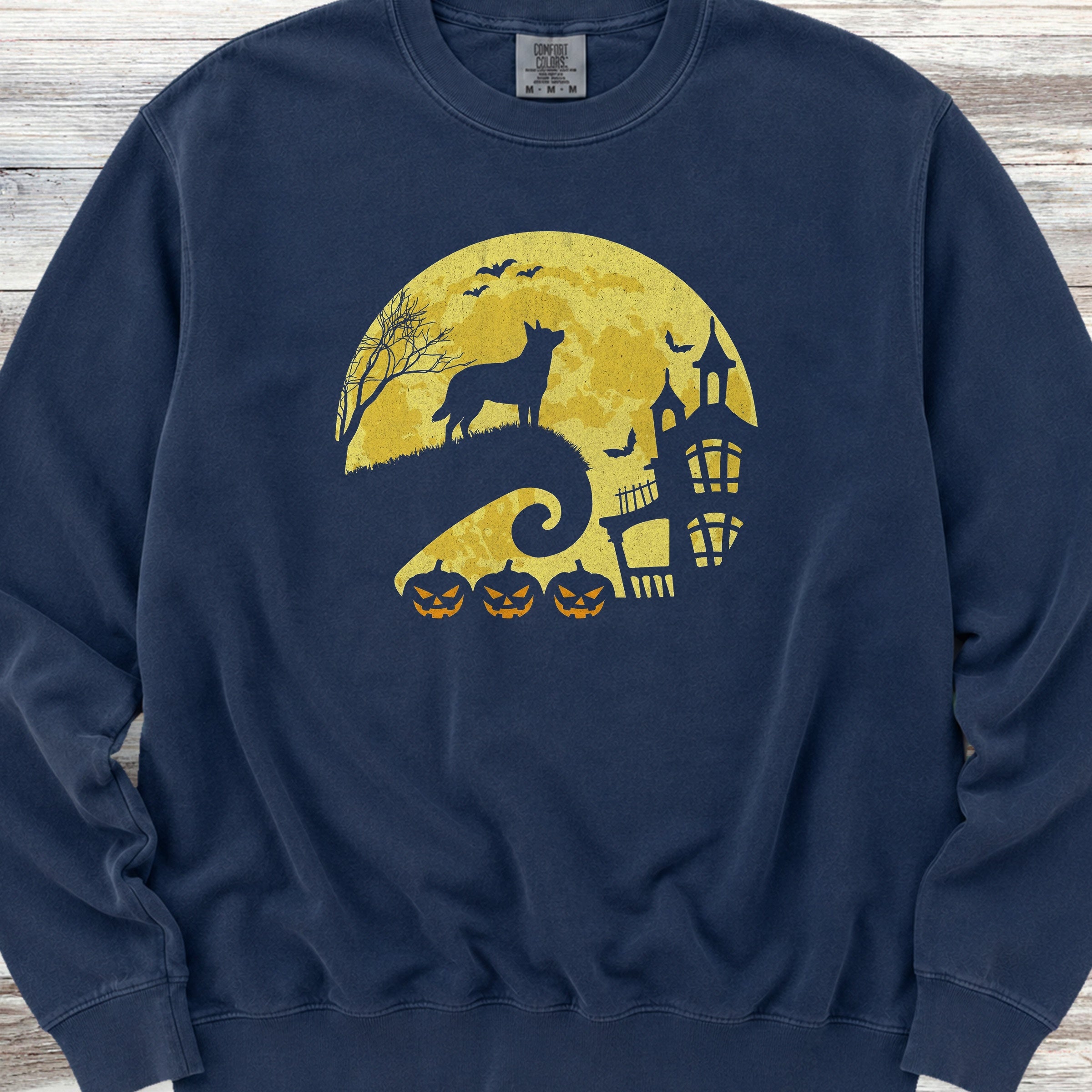 Australian Cattle Dog Halloween Moon Sweatshirt - True Navy