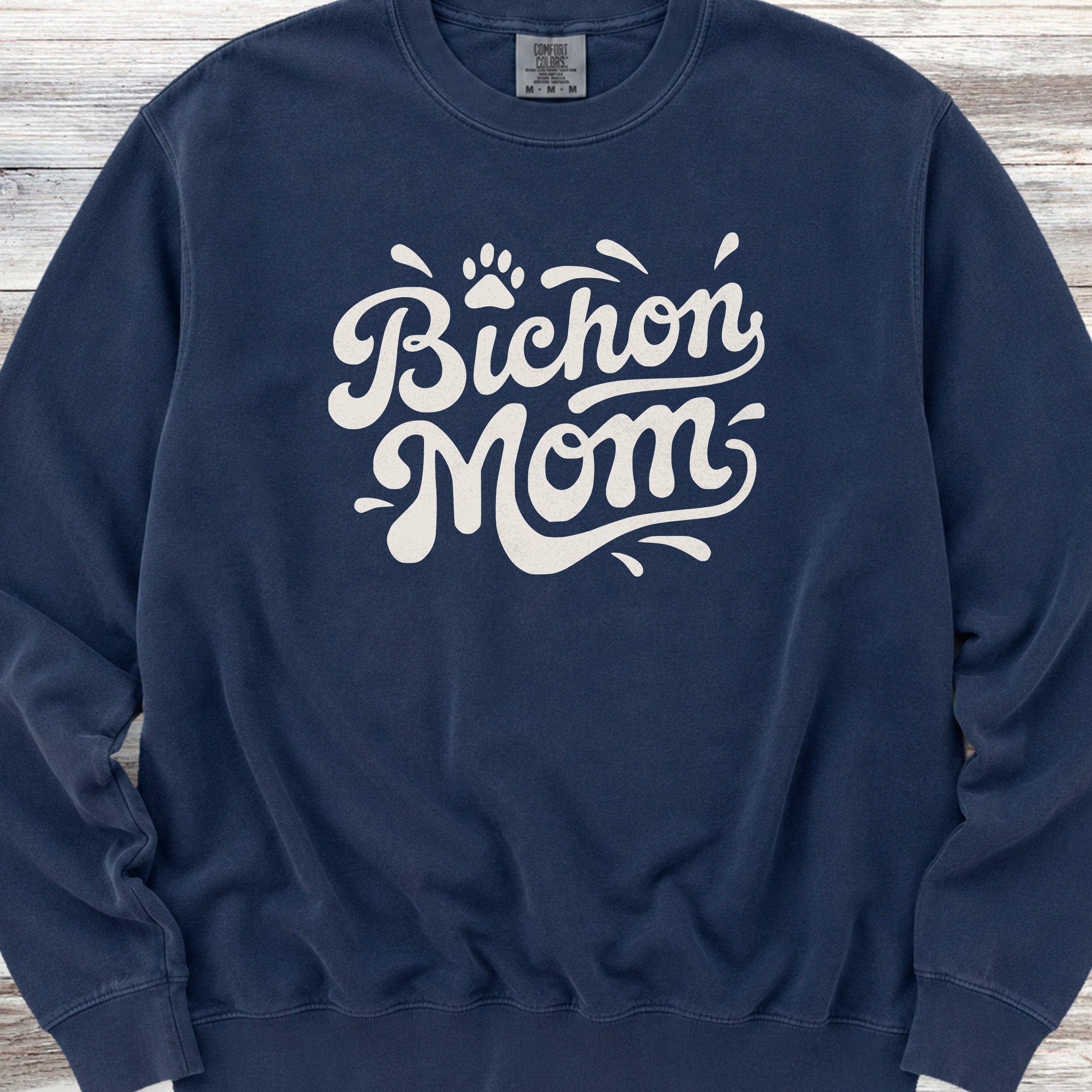 Bichon Frise Groovy Mom Sweatshirt - True Navy