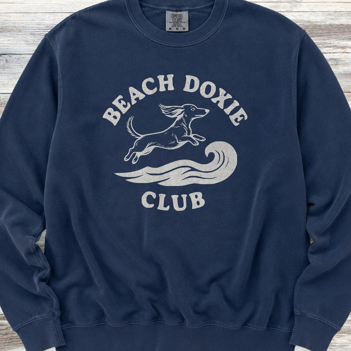 Dachshund Beach Doxie Sweatshirt - True Navy