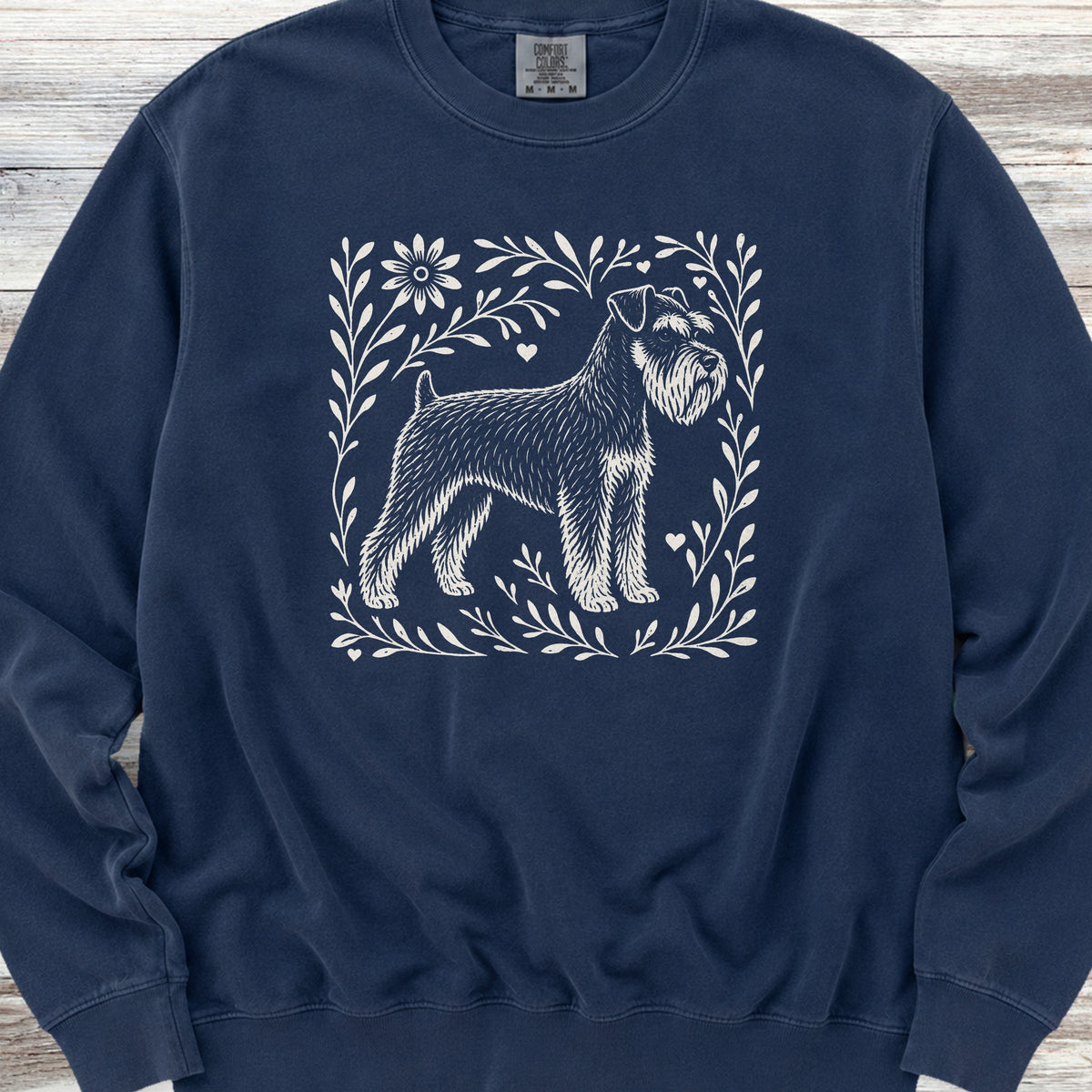 Schnauzer Linocut Sweatshirt - True Navy
