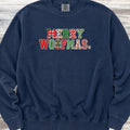 Merry Woofmas Faux Patchwork Sweatshirt - True Navy