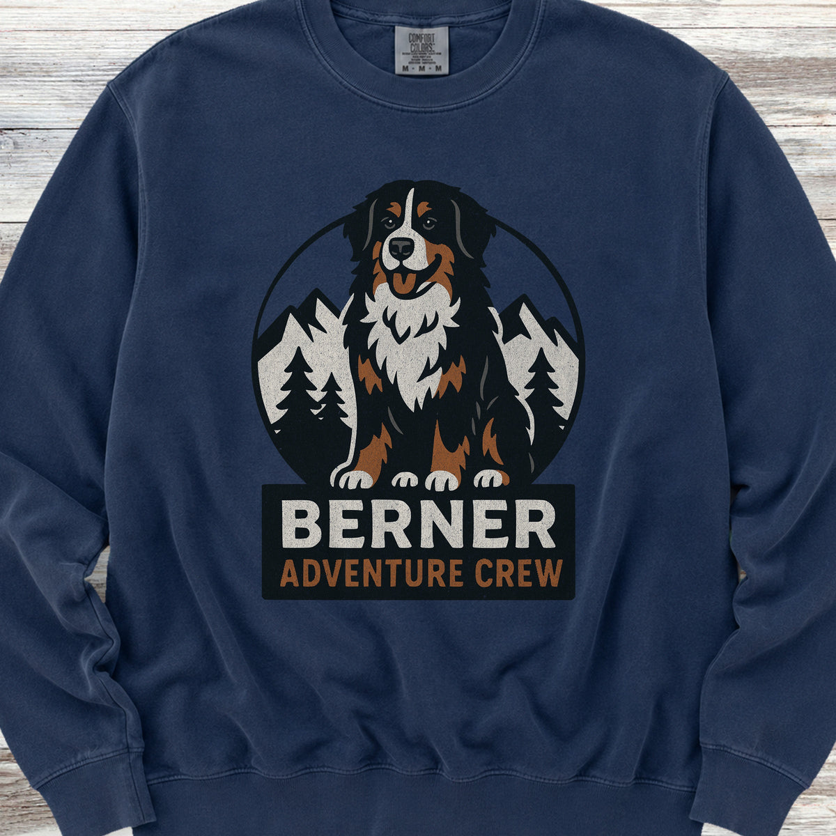 Bernese Mountain Dog Adventure Crew Sweatshirt - True Navy