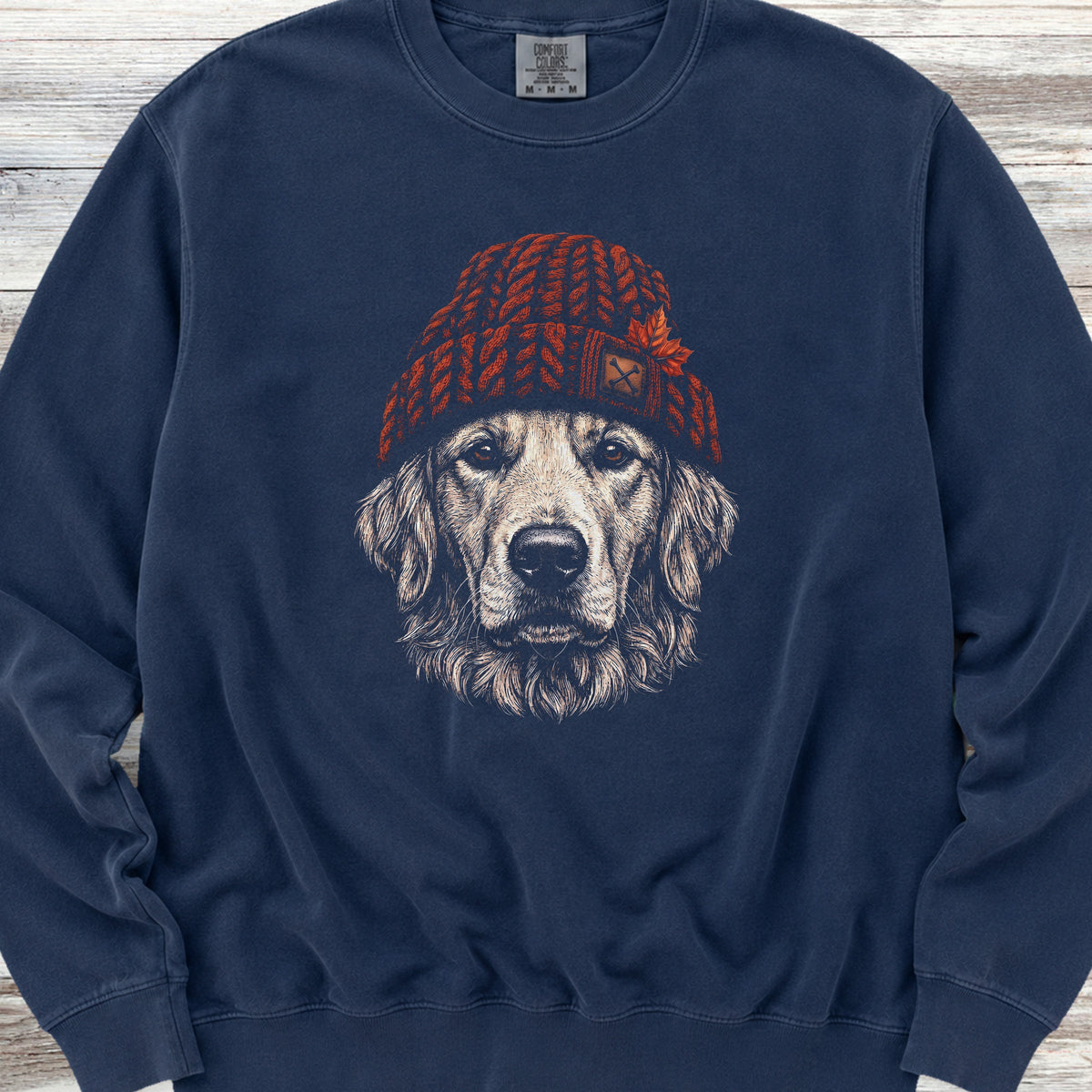 Golden Retriever Maple Beanie Sweatshirt - True Navy