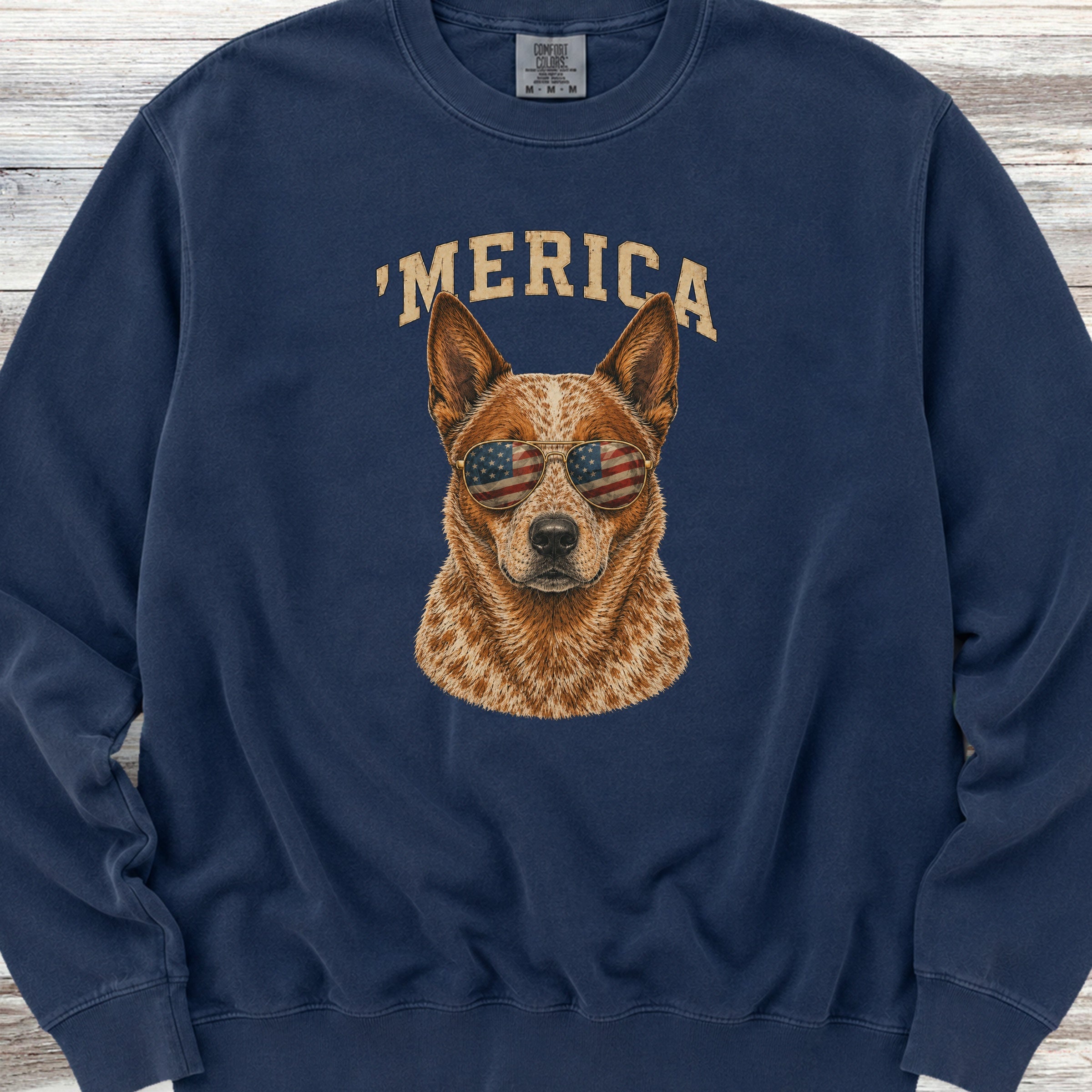Australian Cattle Dog Red 'Merica Sweatshirt - True Navy