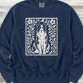 Border Collie Folk Art Floral Sweatshirt - True Navy