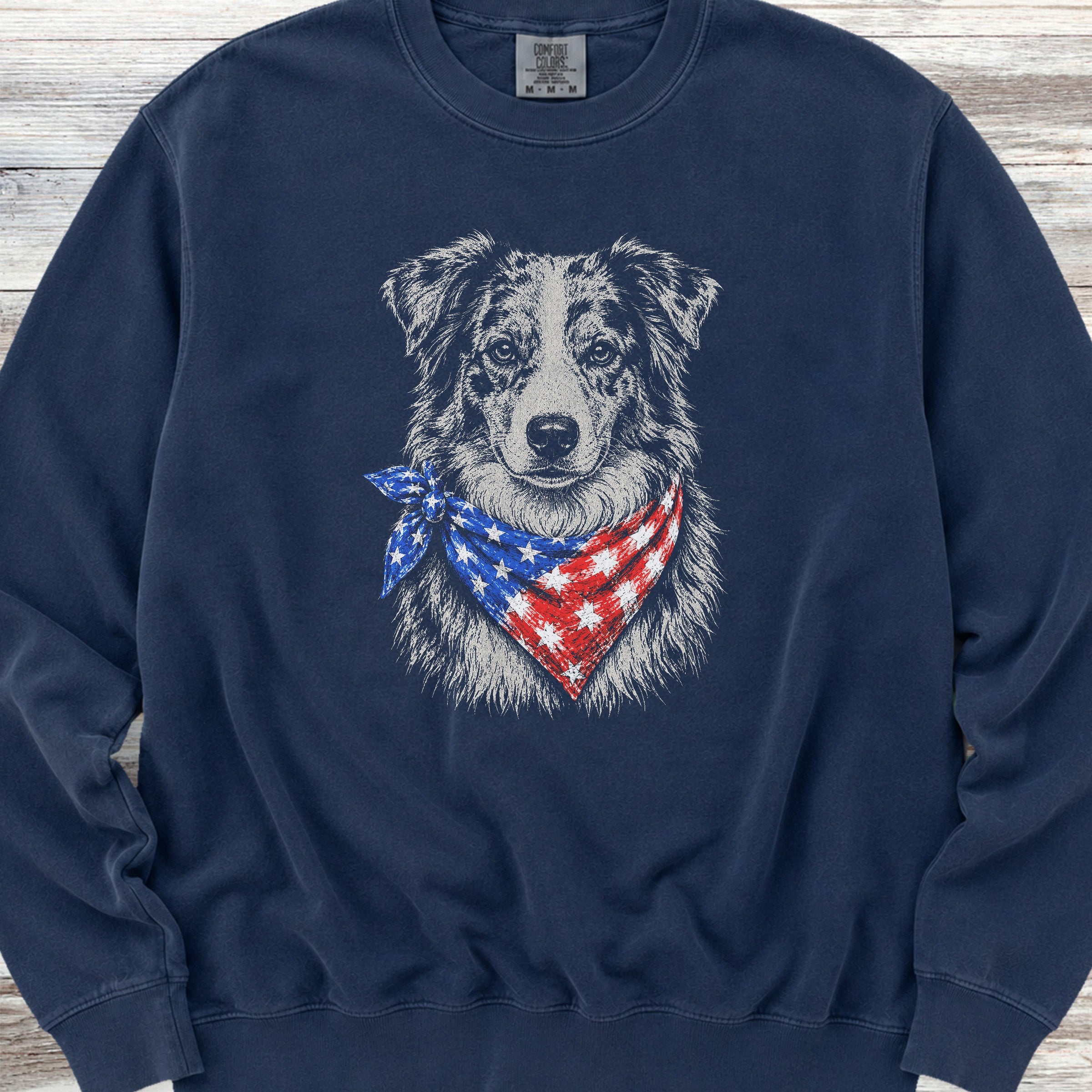 Australian Shepherd Merle Patriot Sweatshirt - True Navy