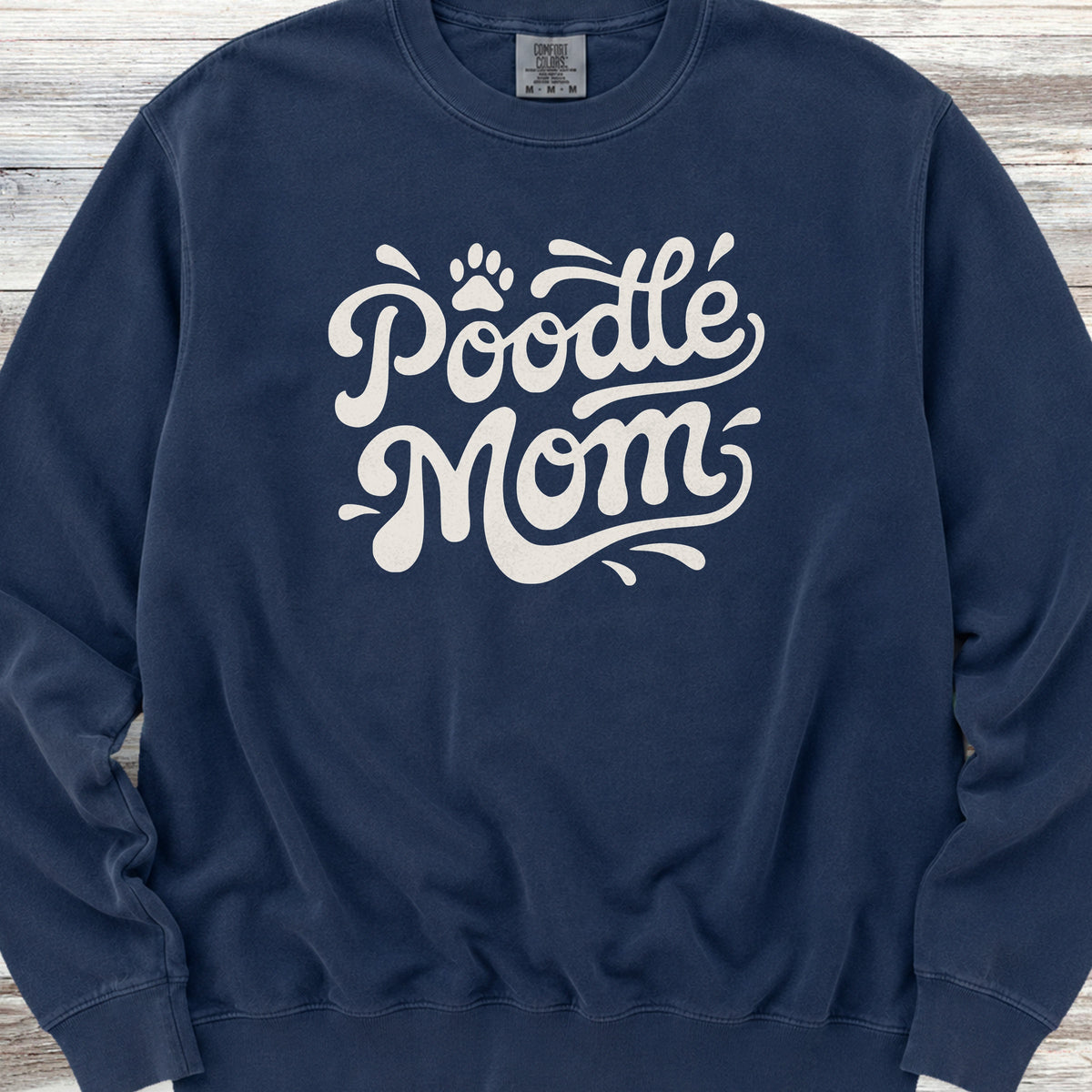 Poodle Groovy Mom Sweatshirt - True Navy